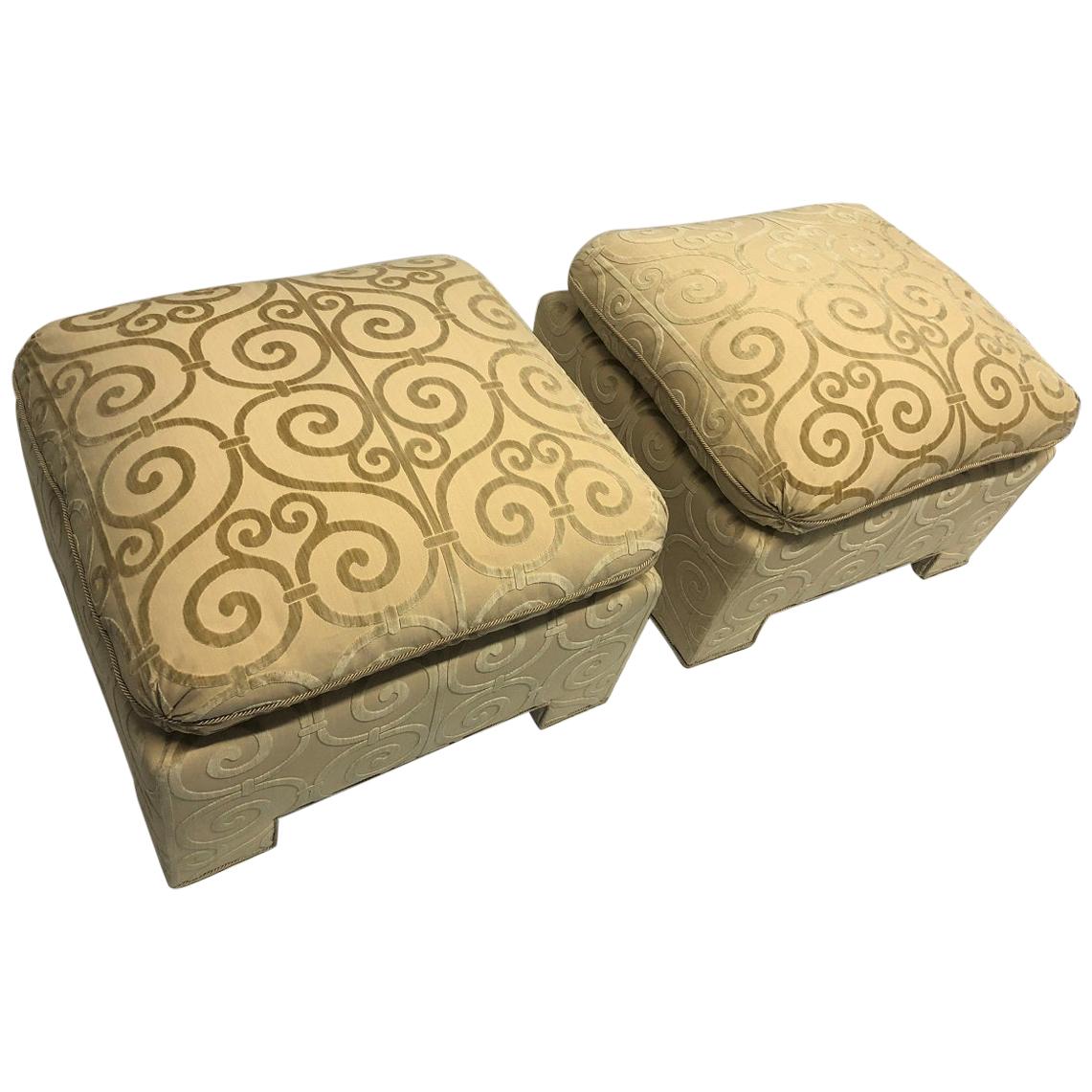 Custom Made Sheepskin Covered Oak Ottoman For Sale at 1stDibs