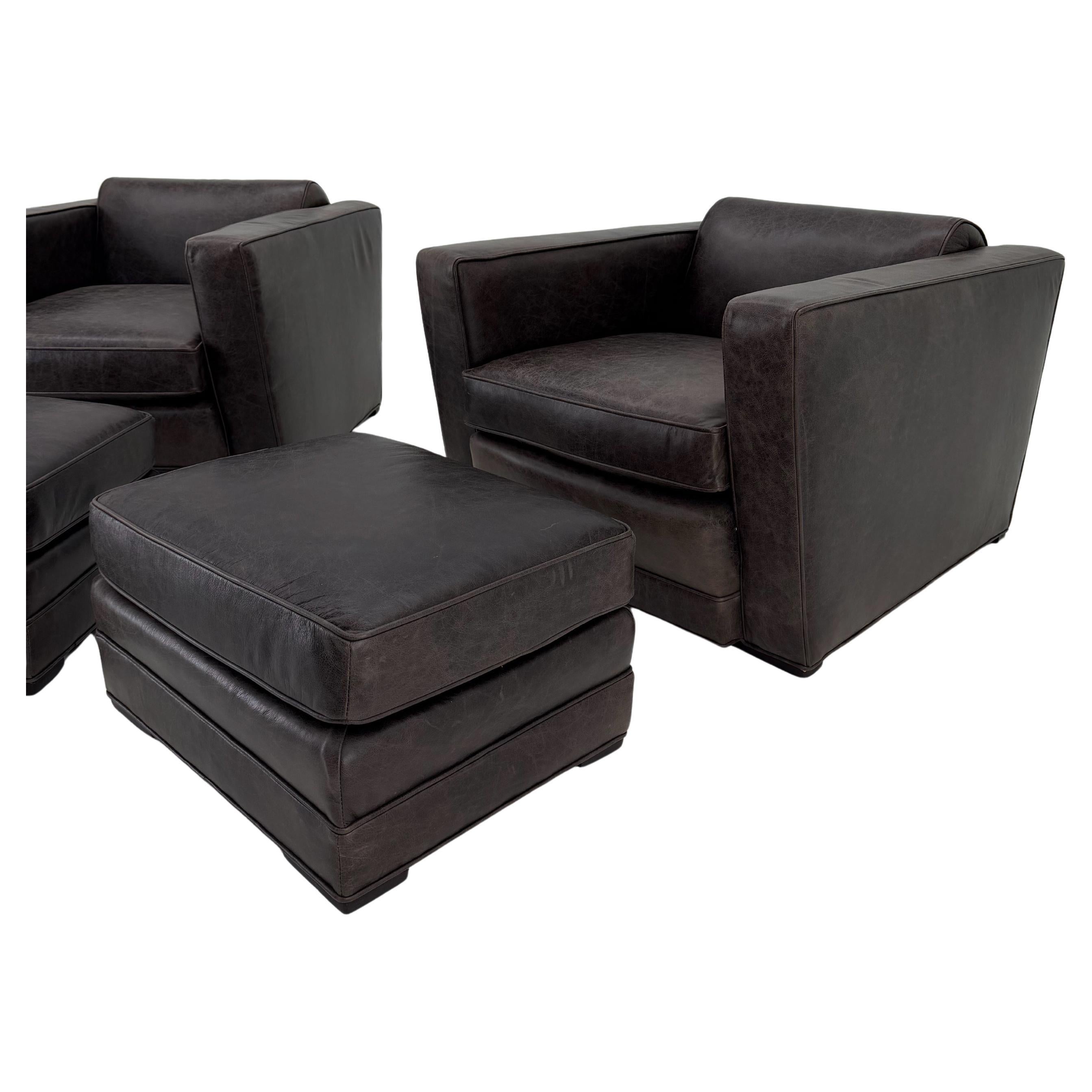 Pair Custom Made Paul Frankl Chairs w/ Ottomans from a Frankl Interior. Restored For Sale