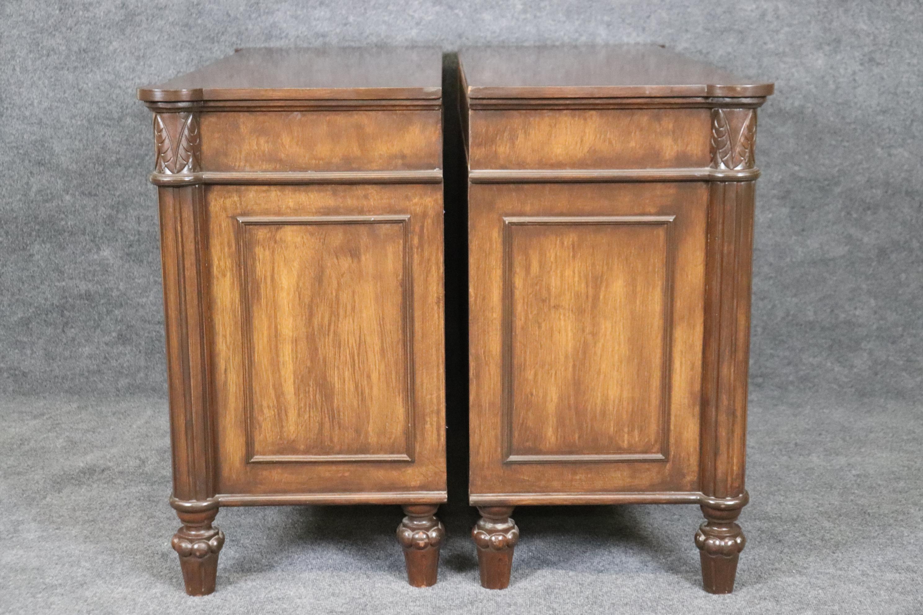 Pair Custom Mahogany Brass and Gilded Mesh Door Two Door Side Cabinets  In Good Condition For Sale In Swedesboro, NJ