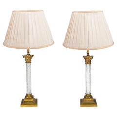 Matched pair cut glass lamps, circa 1900