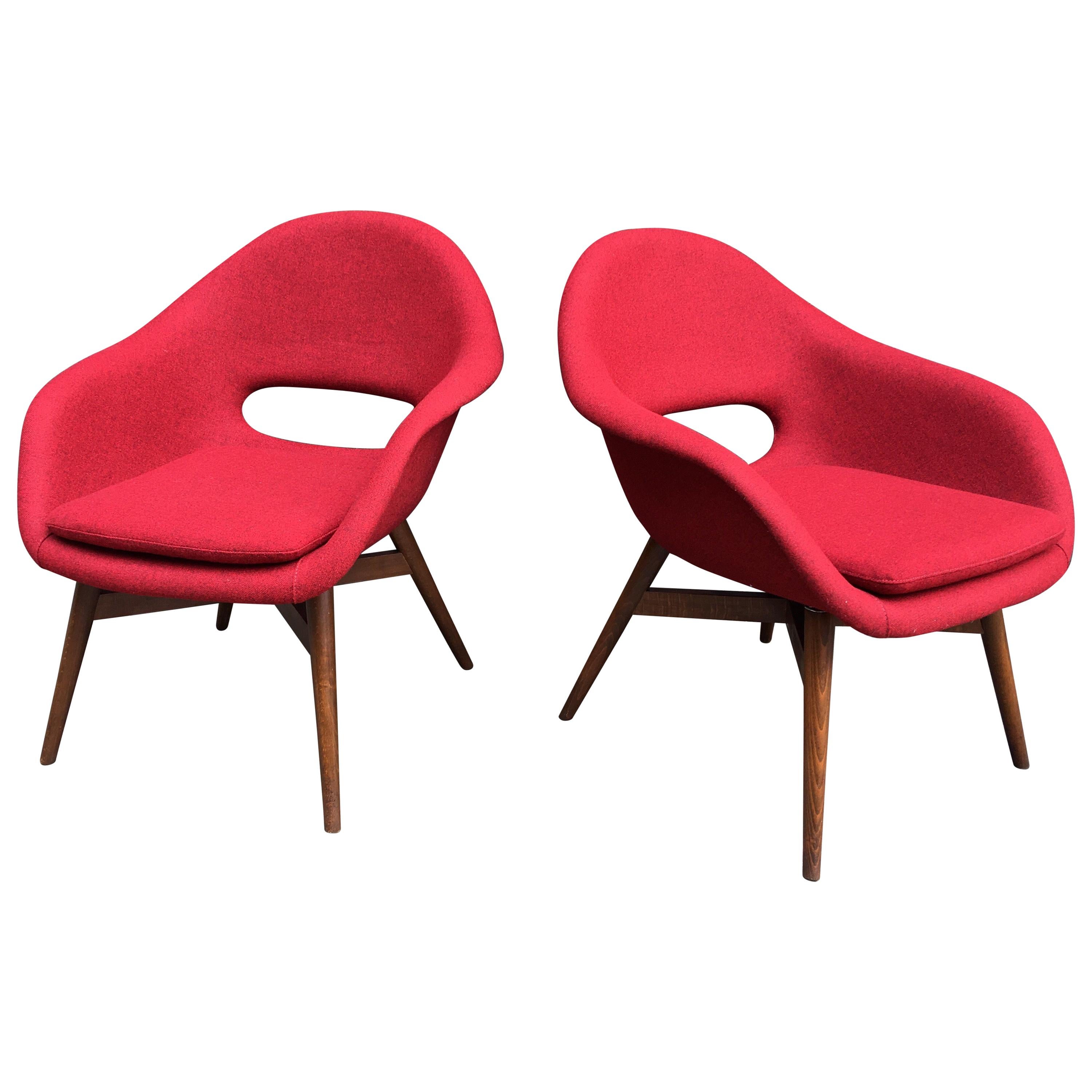 Pair of Czech Lounge Chairs by Miroslav Navratil