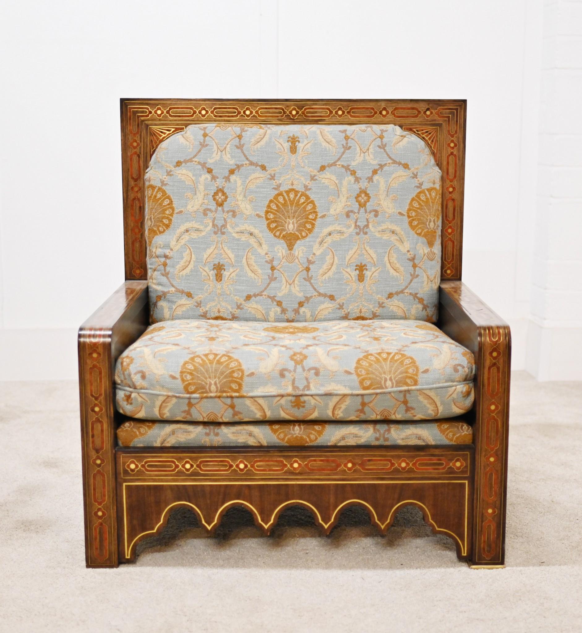 Late 20th Century Pair Damascan Arm Chairs Arabic Interiors