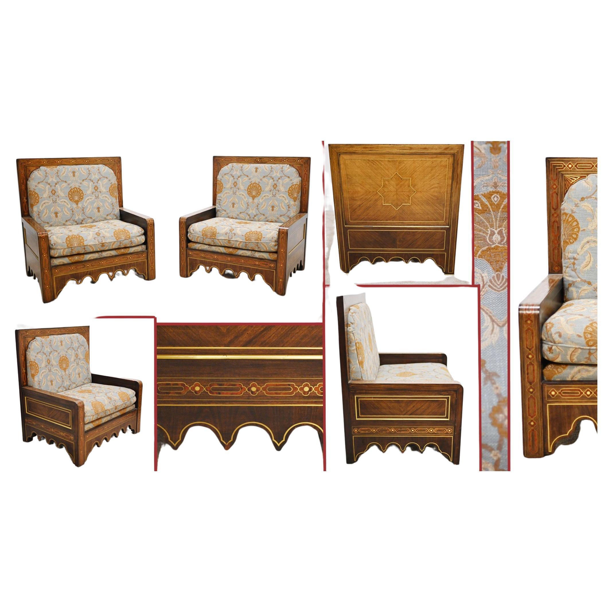 Pair Damascan Arm Chairs Arabic Interiors For Sale