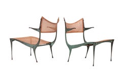 Pair of Dan Johnson Bronze Gazelle Lounge Chairs