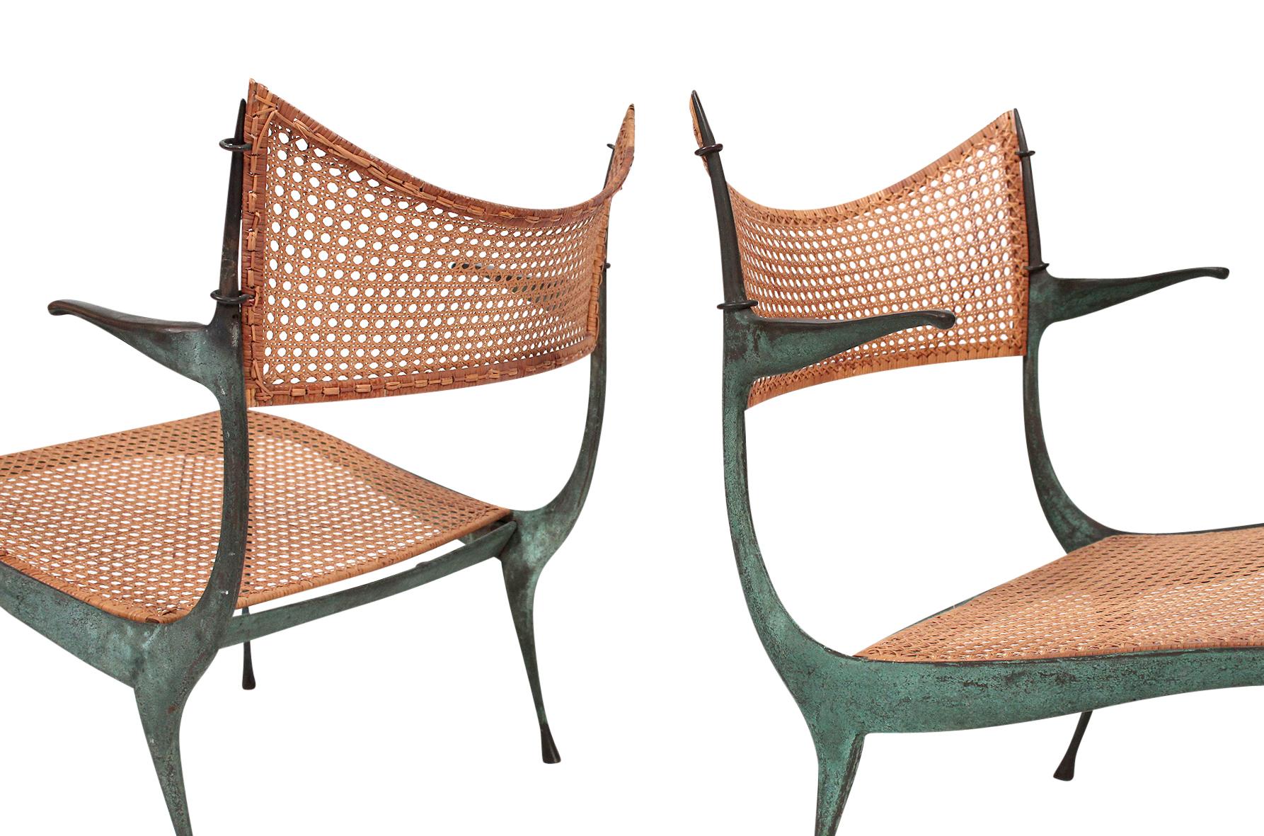 Mid-20th Century Pair of Dan Johnson Bronze Gazelle Lounge Chairs