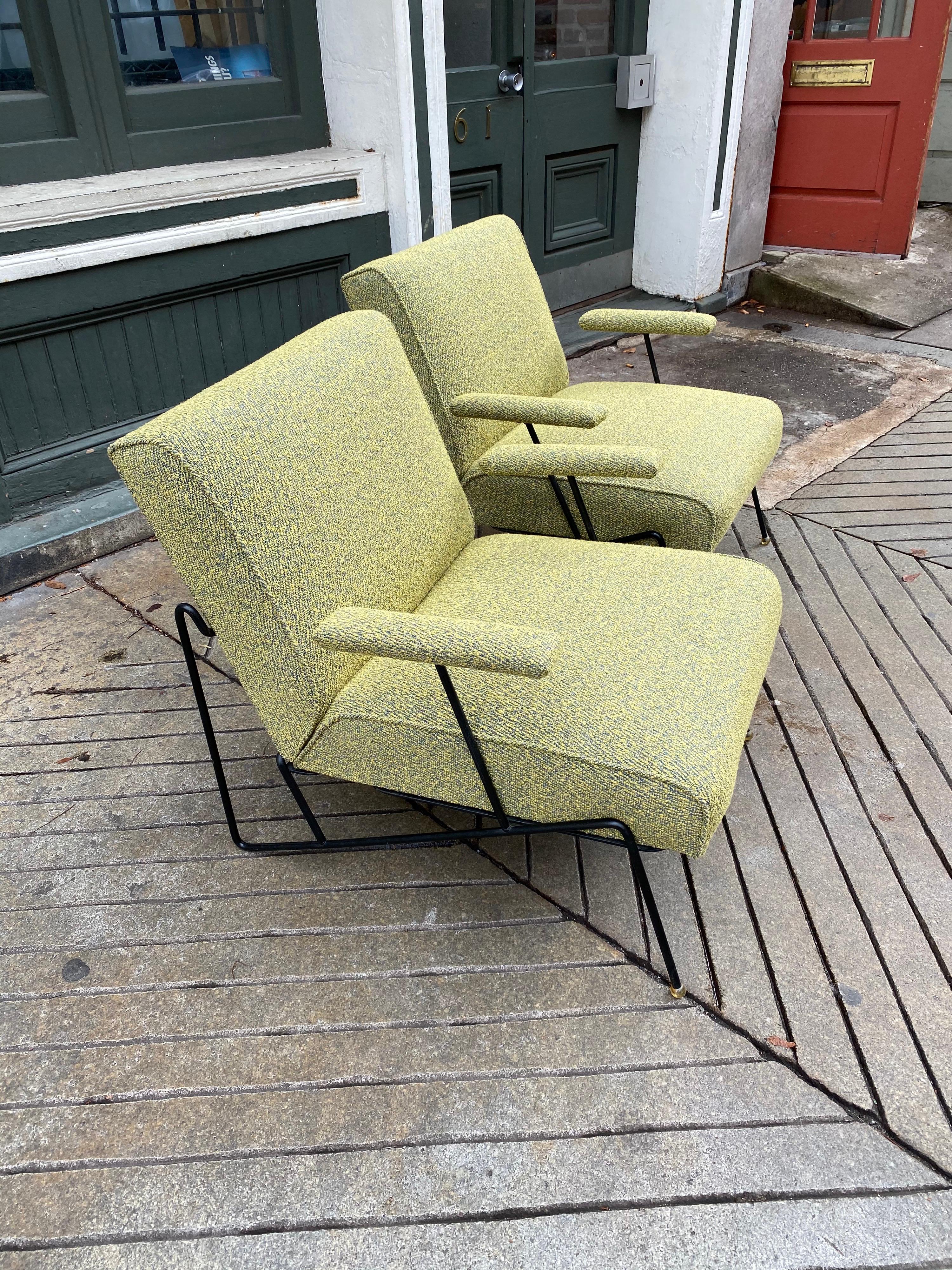 Pair of Dan Johnson for Pacific Iron Lounge Chairs In Good Condition In Philadelphia, PA