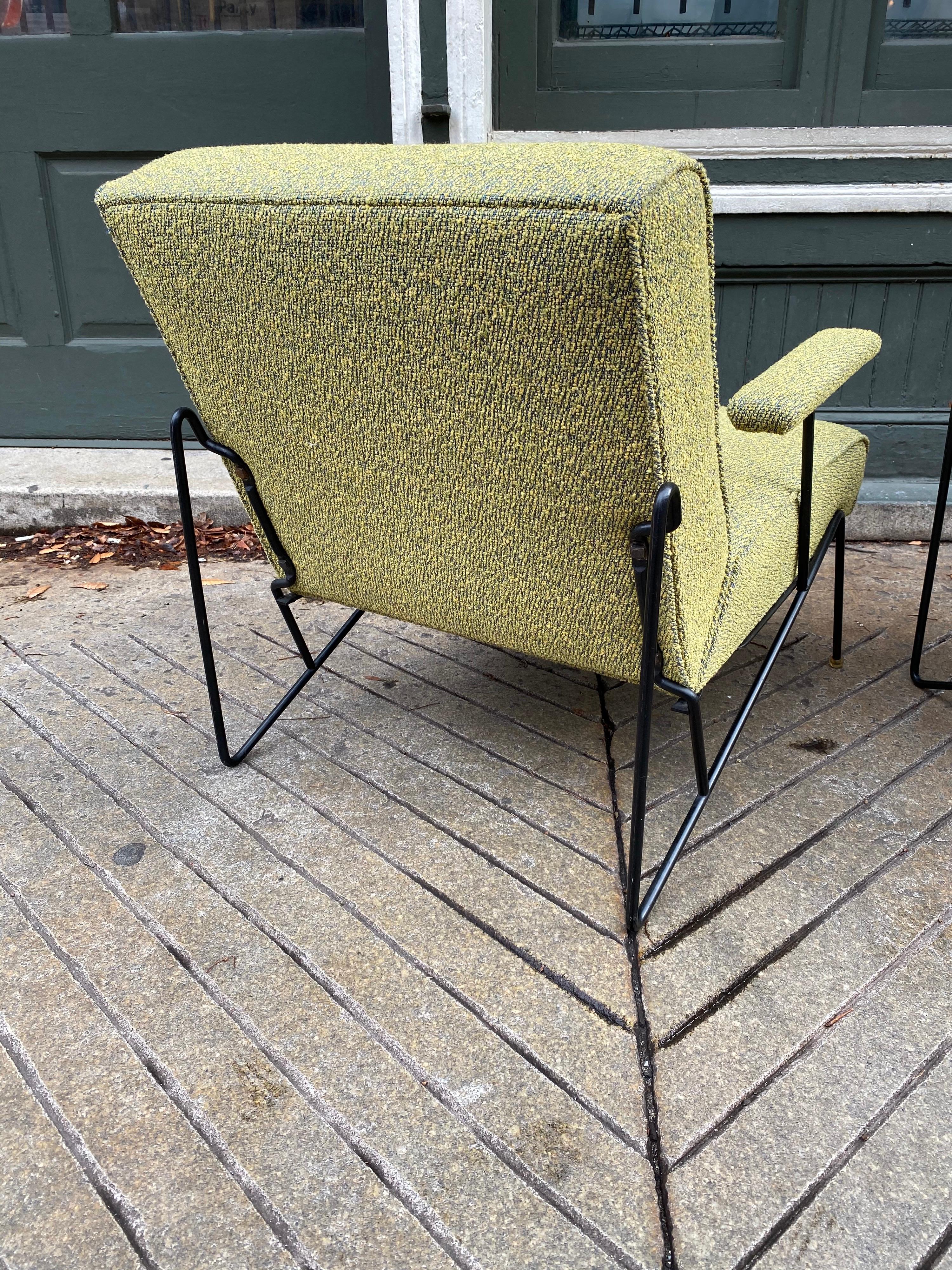Mid-20th Century Pair of Dan Johnson for Pacific Iron Lounge Chairs