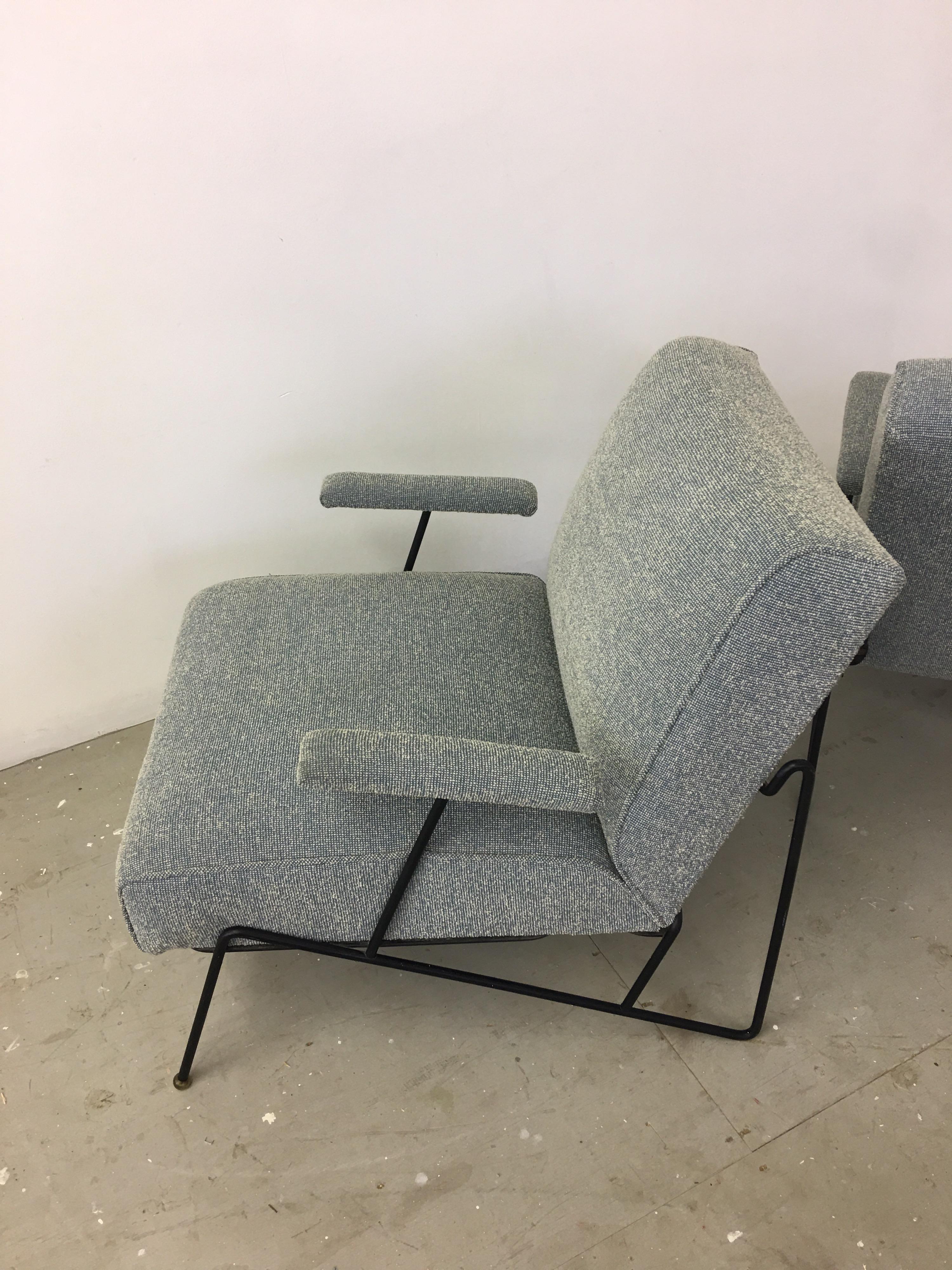 Upholstery Pair of Dan Johnson Lounge Chairs for Pacific Iron