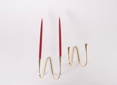 Pair Danish Brass Wall Candle Holders for Illums Bolighus Modern Design 1960s