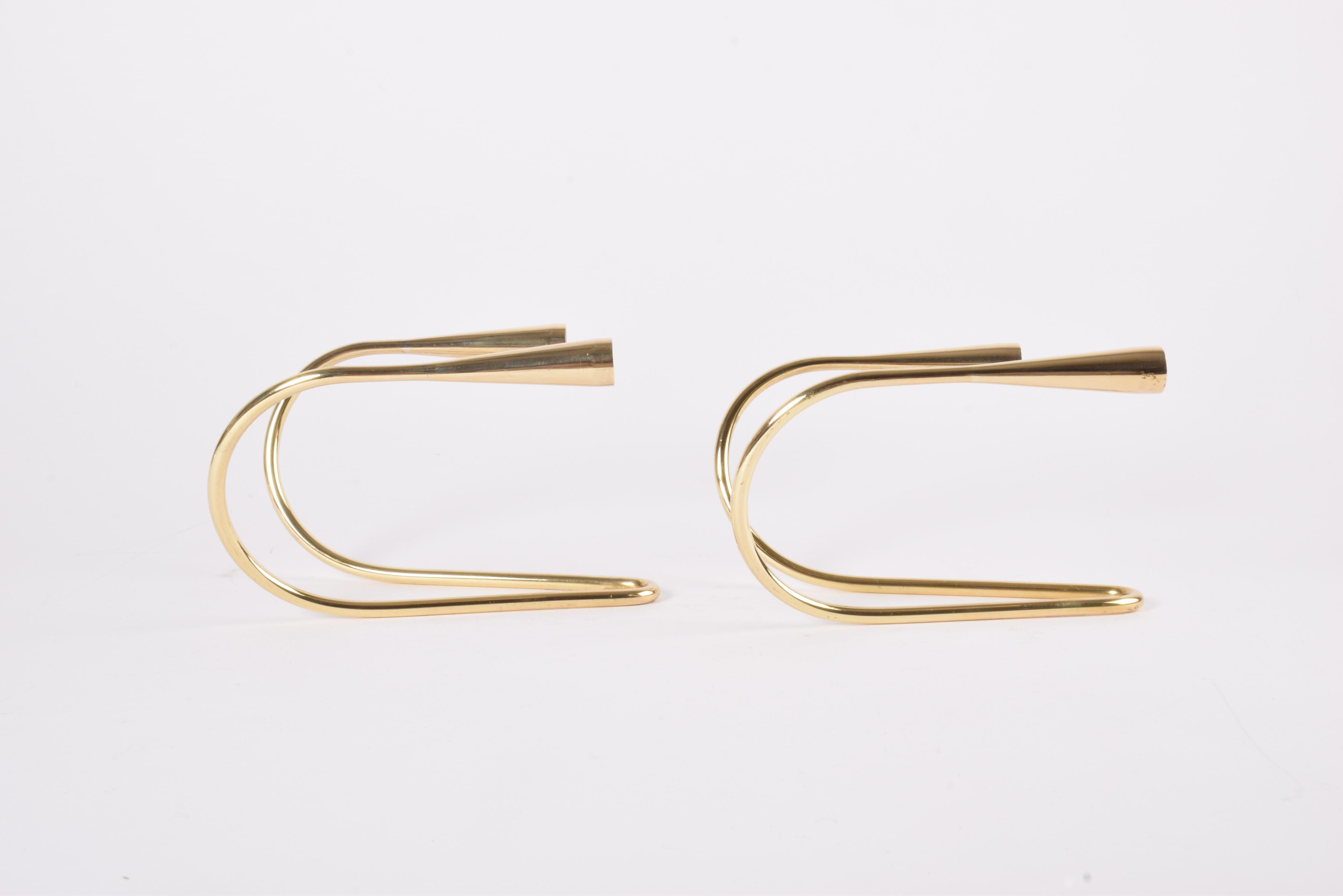 20ième siècle Paire de bougeoirs muraux danois en laiton pour Illums Bolighus Modern Design 1960s en vente