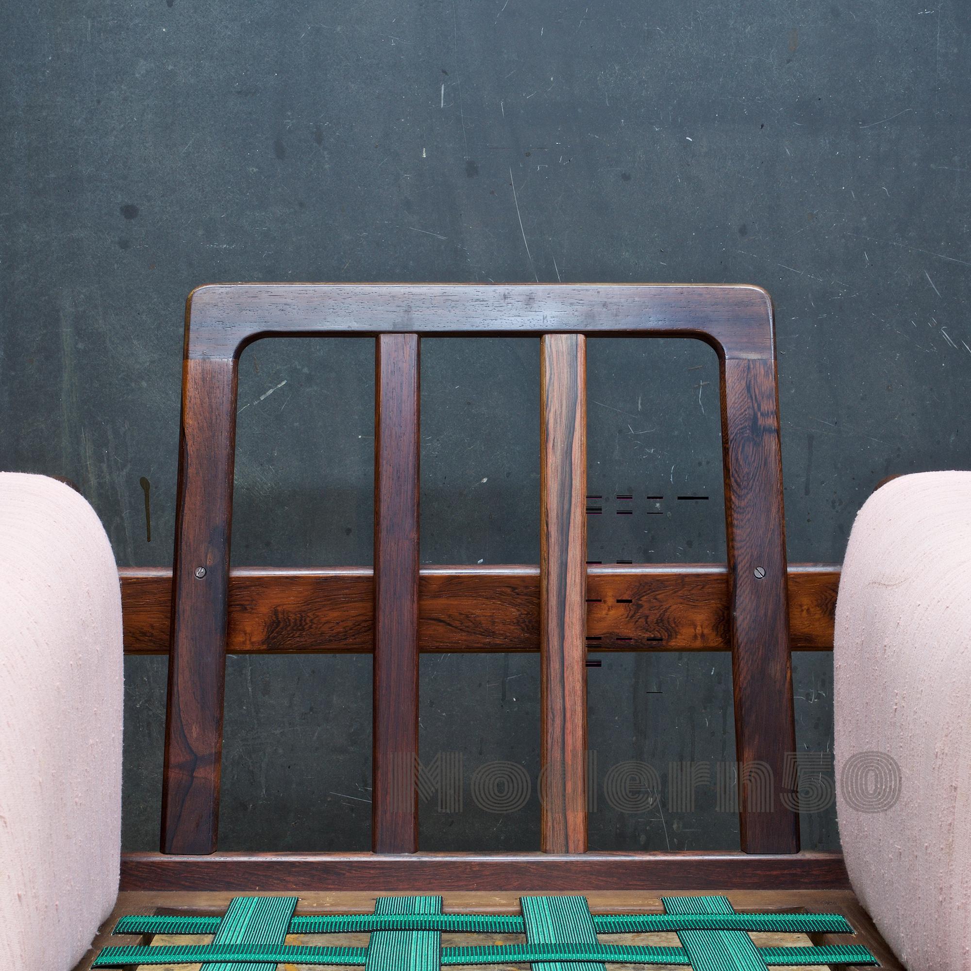 Mid-20th Century Pair of Danish Illum Wikkelsø Brazilian Rosewood Wikki Lounge Chairs Midcentury