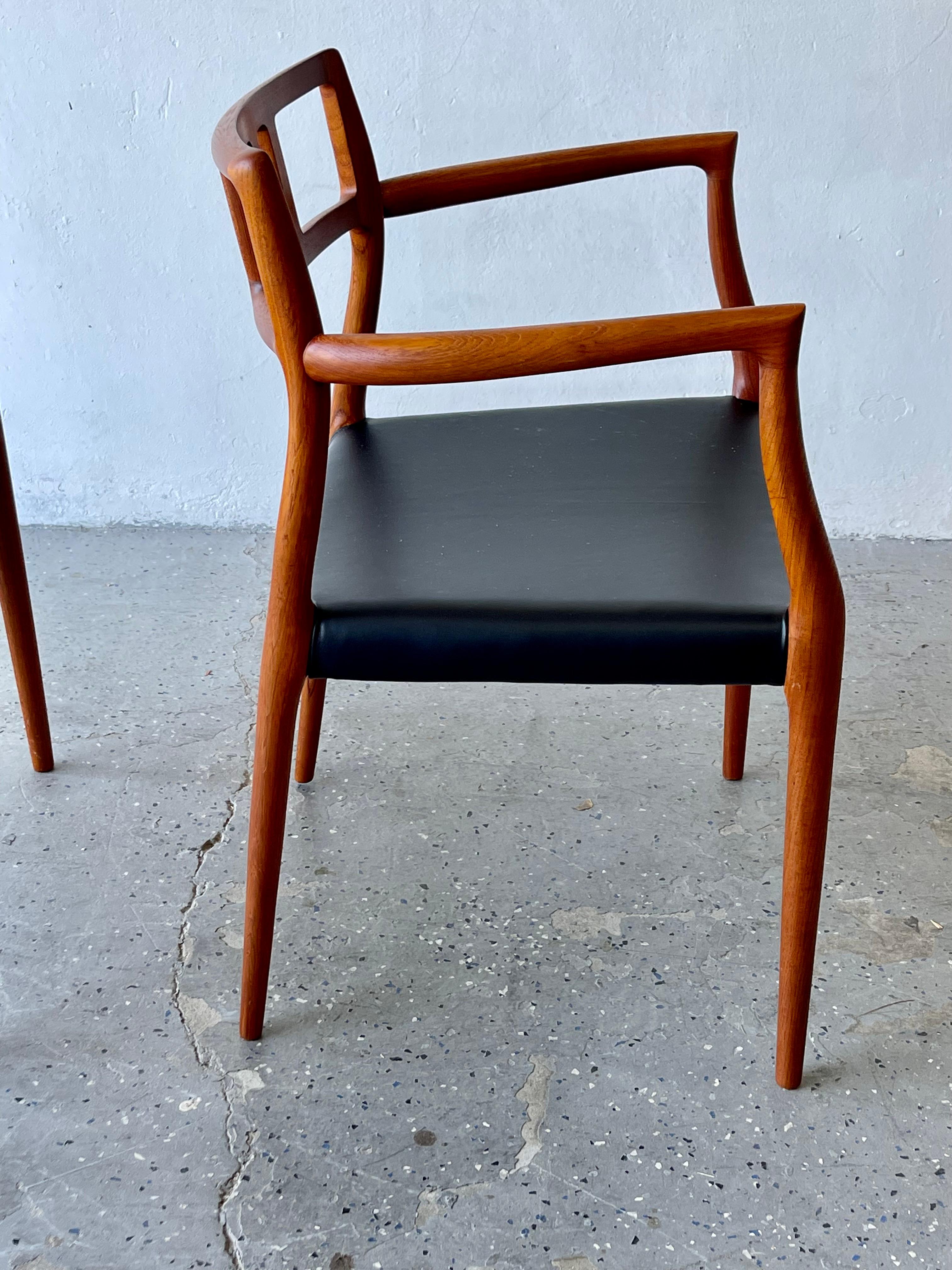 Pair Danish Mid Century Modern Model 64 Teak Armchairs By Niels Otto Møller 1