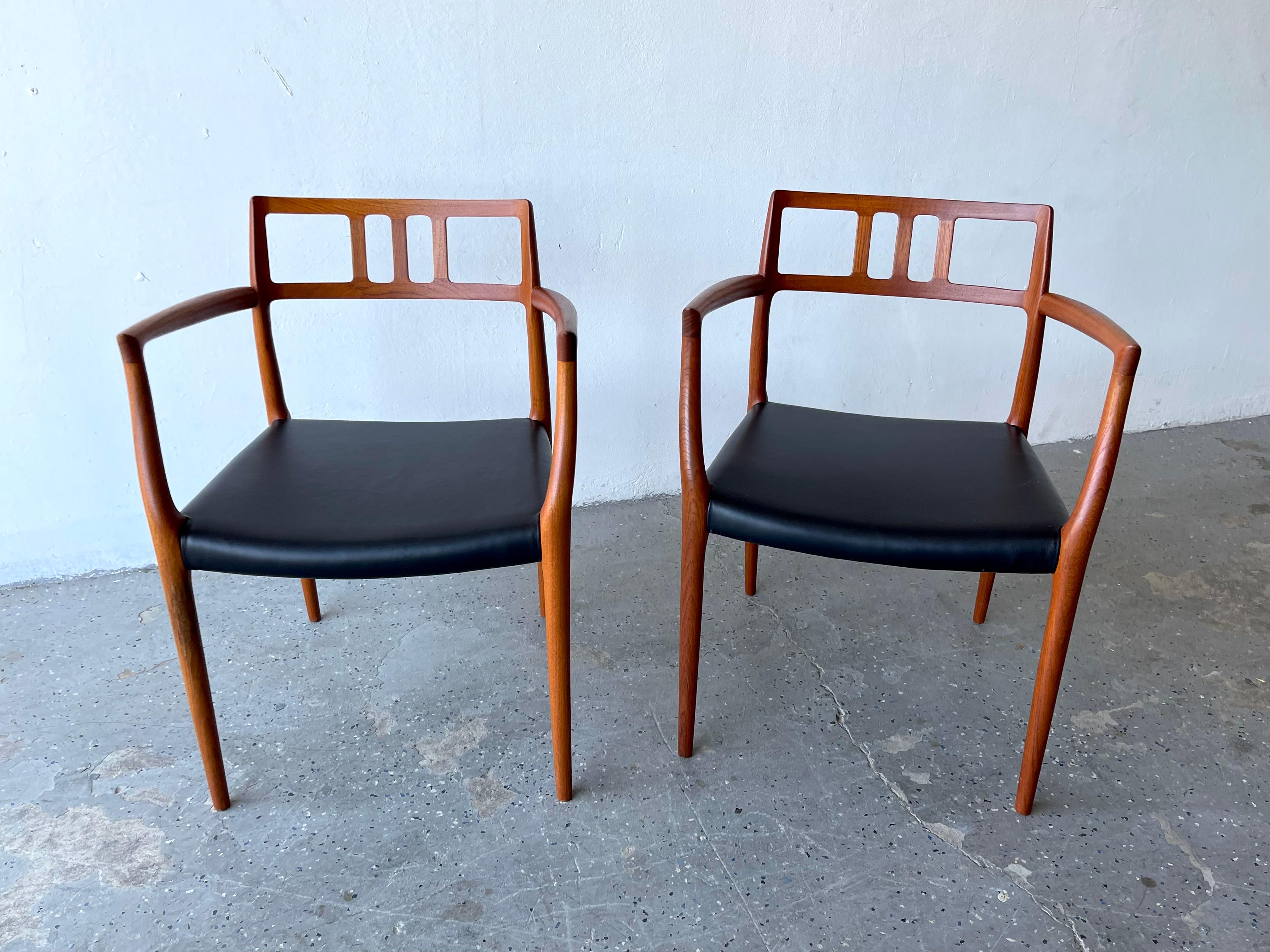 Pair Danish Mid Century Modern Model 64 Teak Armchairs By Niels Otto Møller 4