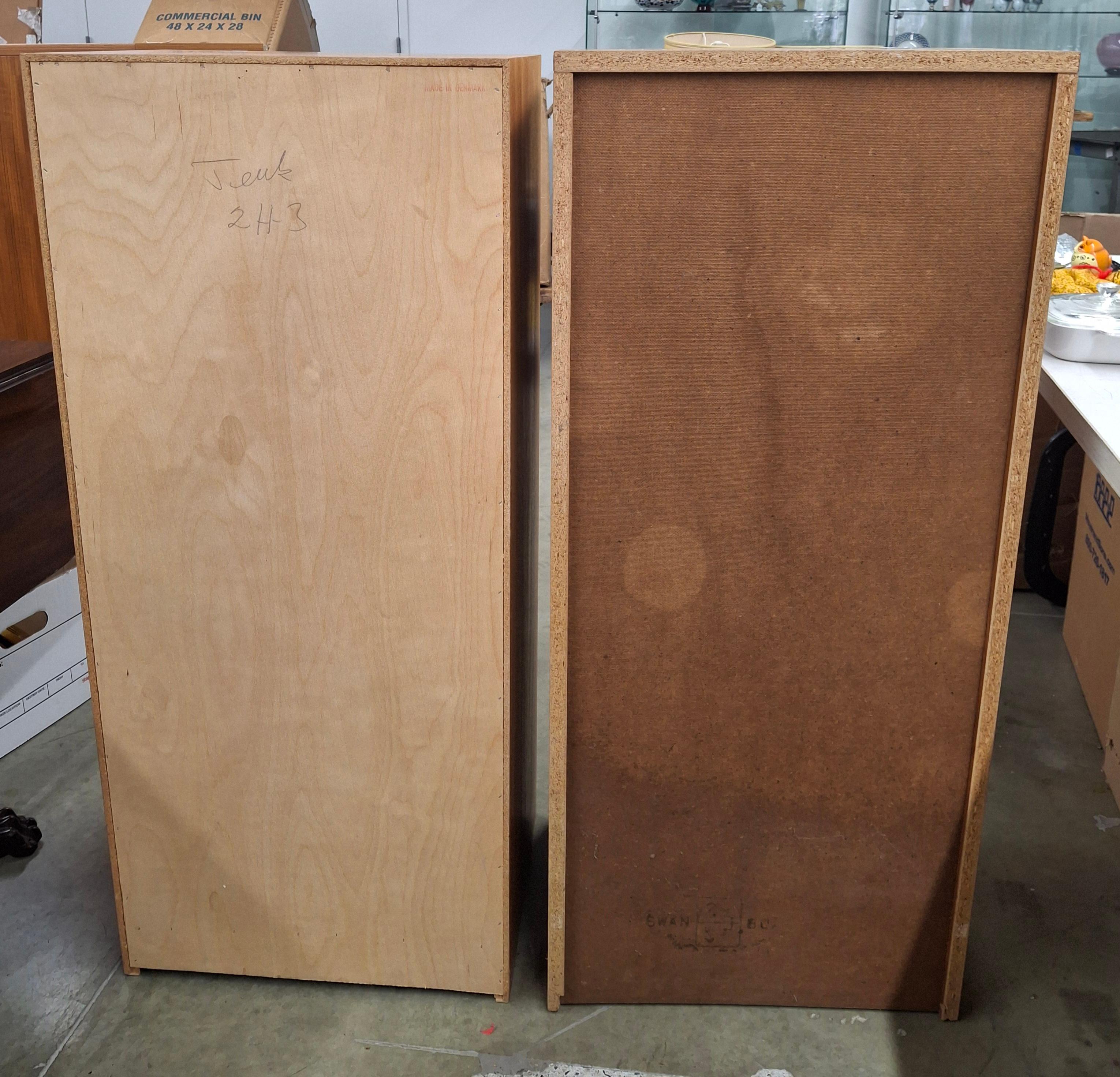 Pair Danish Mid-Century Modern Teak Tambour Fall Front Open Drawers File Cabinet For Sale 3