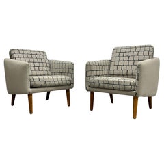 PAIRE - FAUTEUIL DANISH Mid Century Modern TEAK + Wool, c.I.C. 1960's