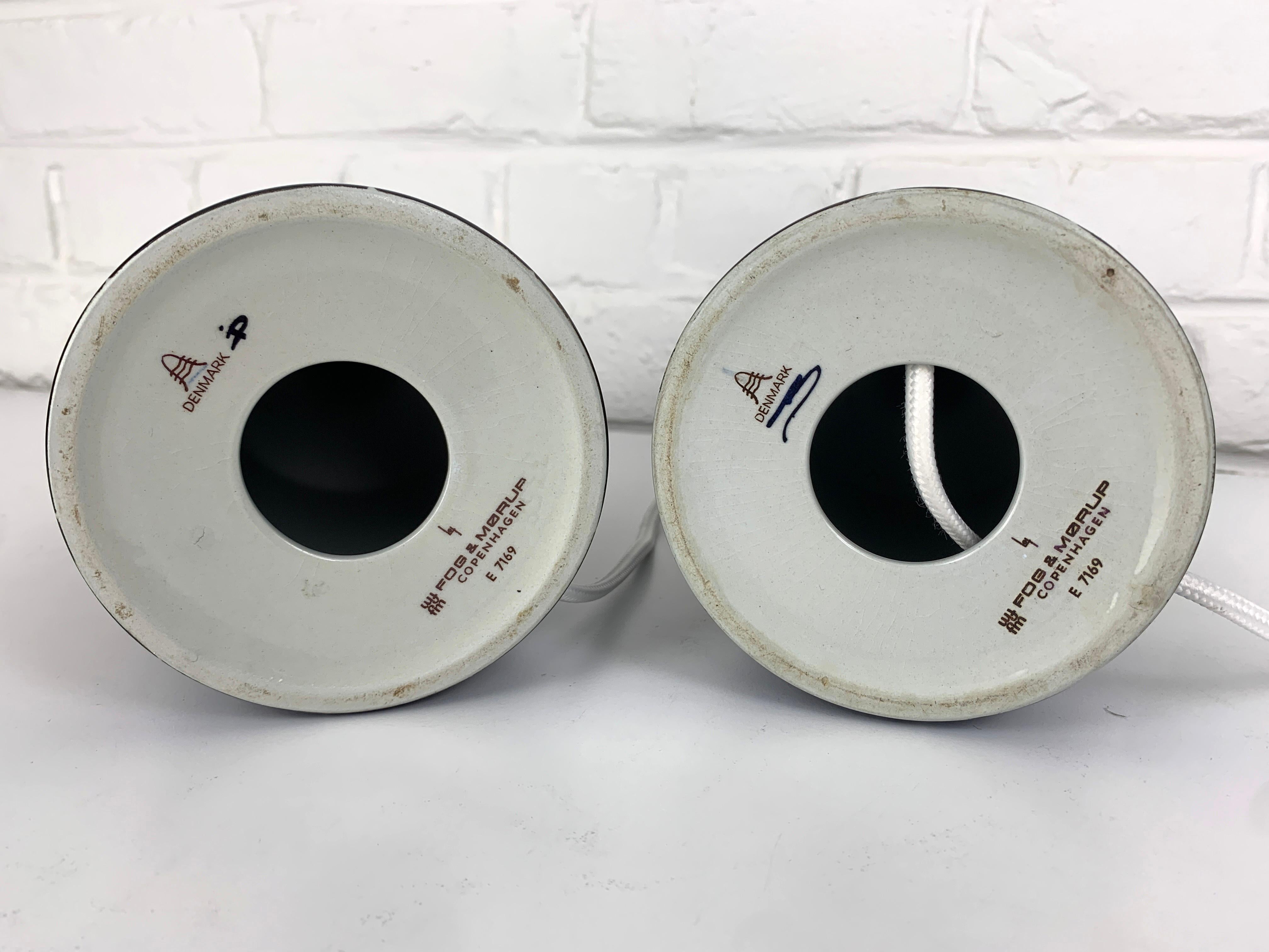 Coppia di lampade moderne danesi in ceramica di I.L.A. Royal Copenhagen Fog and Morup 1960 in vendita 5