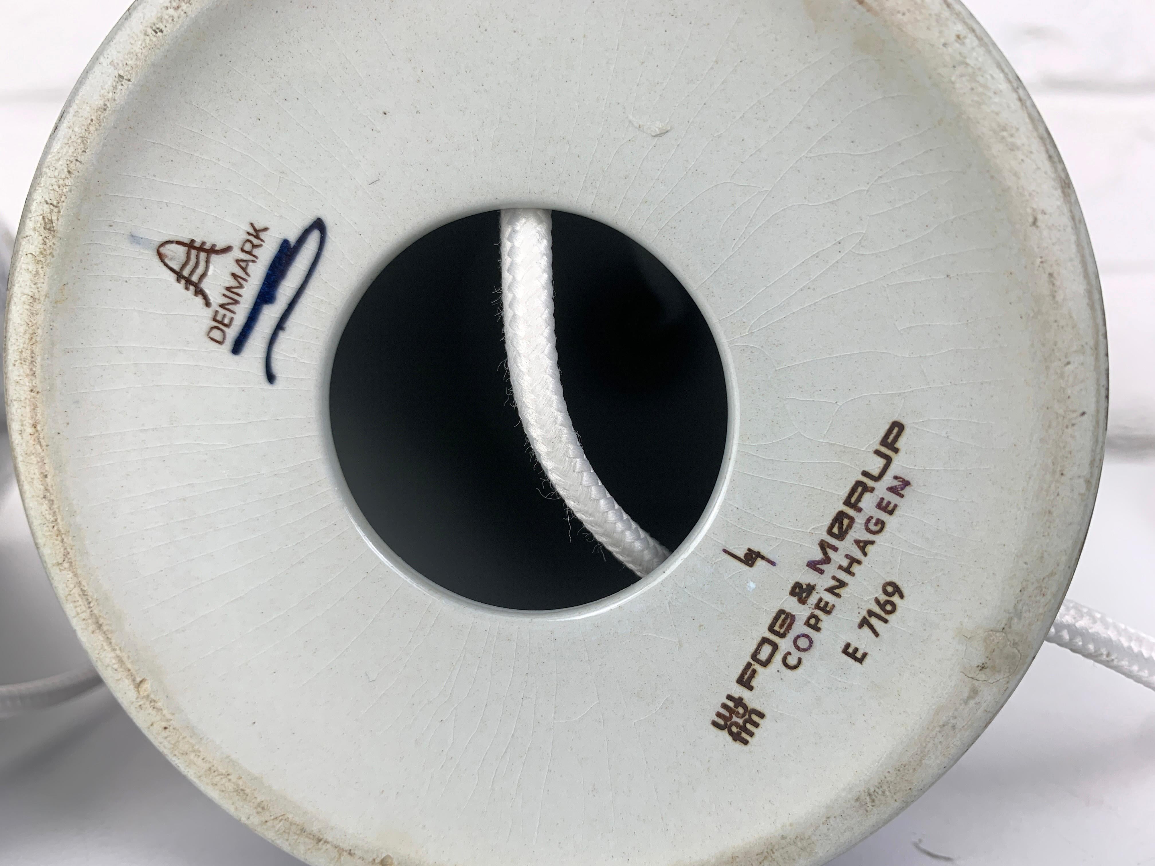 Coppia di lampade moderne danesi in ceramica di I.L.A. Royal Copenhagen Fog and Morup 1960 in vendita 6