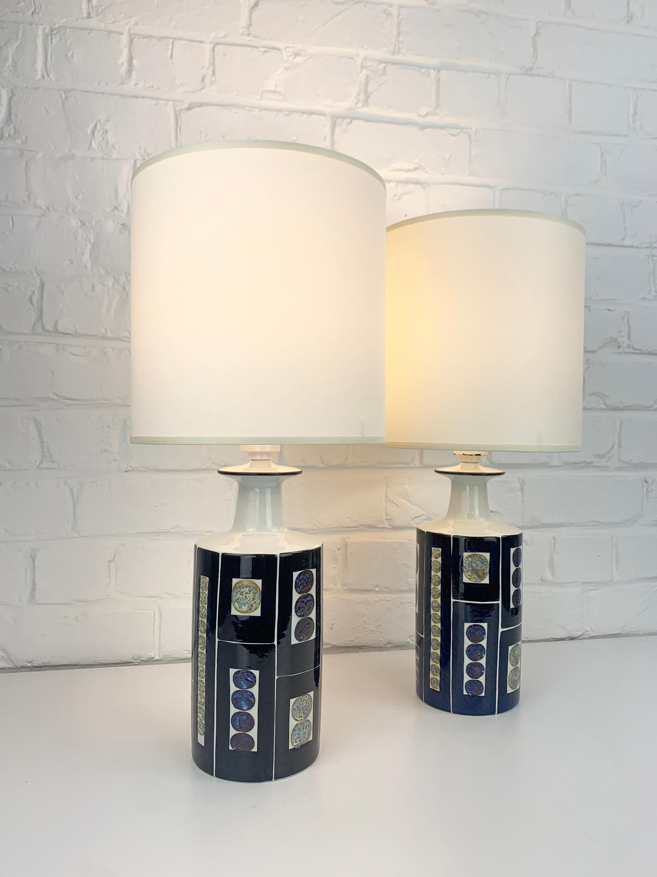 Pair Danish Modern Ceramic Lamps by I-L Koefoed Royal Copenhagen Fog&Morup 1960s In Good Condition For Sale In Vorst, BE