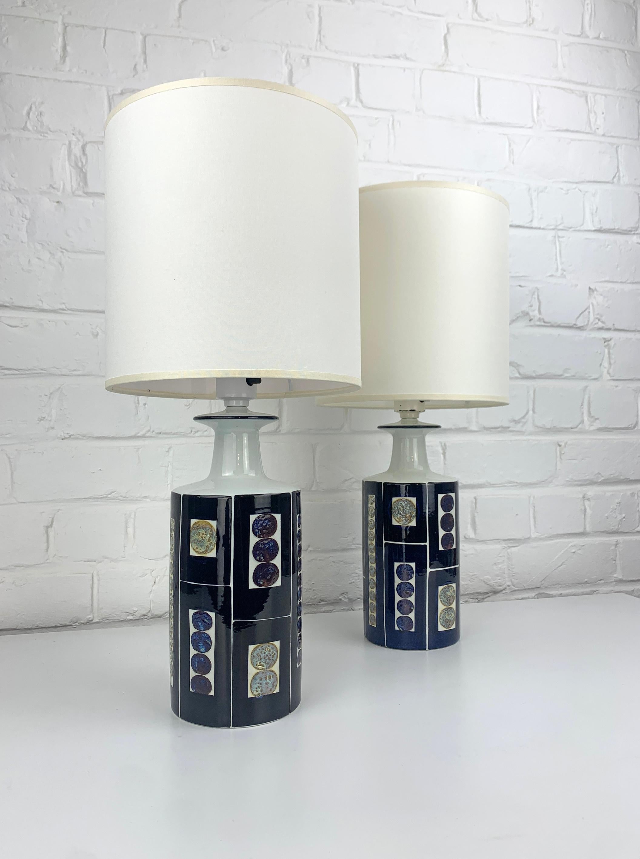 Pair Danish Modern Ceramic Lamps by I-L Koefoed Royal Copenhagen Fog&Morup 1960s For Sale 2