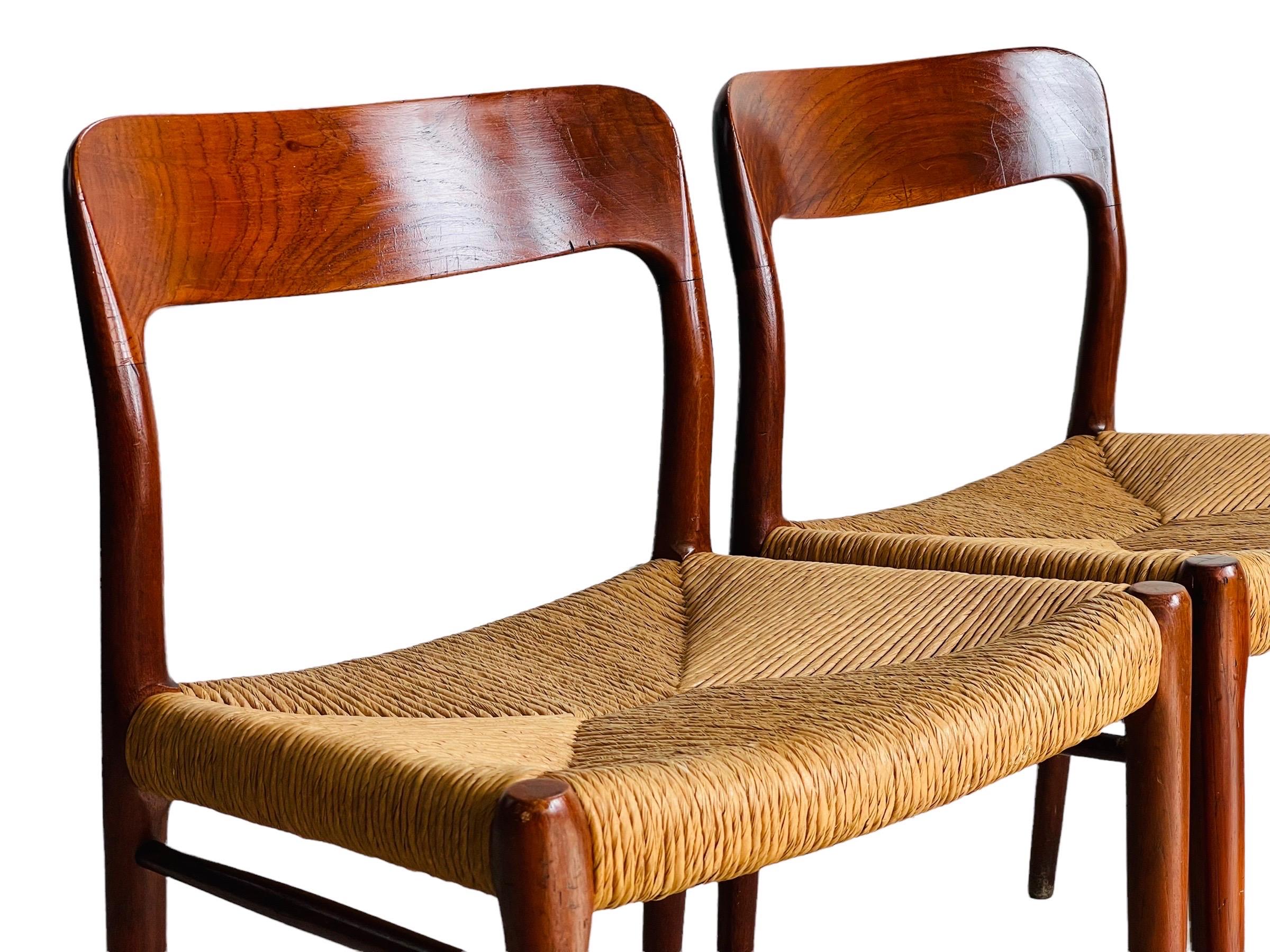 Mid-Century Modern Pair Danish Modern Niels Moller Model #75 Paper Cord Chairs