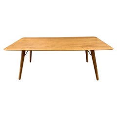 Danish Modern Oak Plank Midcentury Style Sleek Dining Tables Writing Desks, Pair
