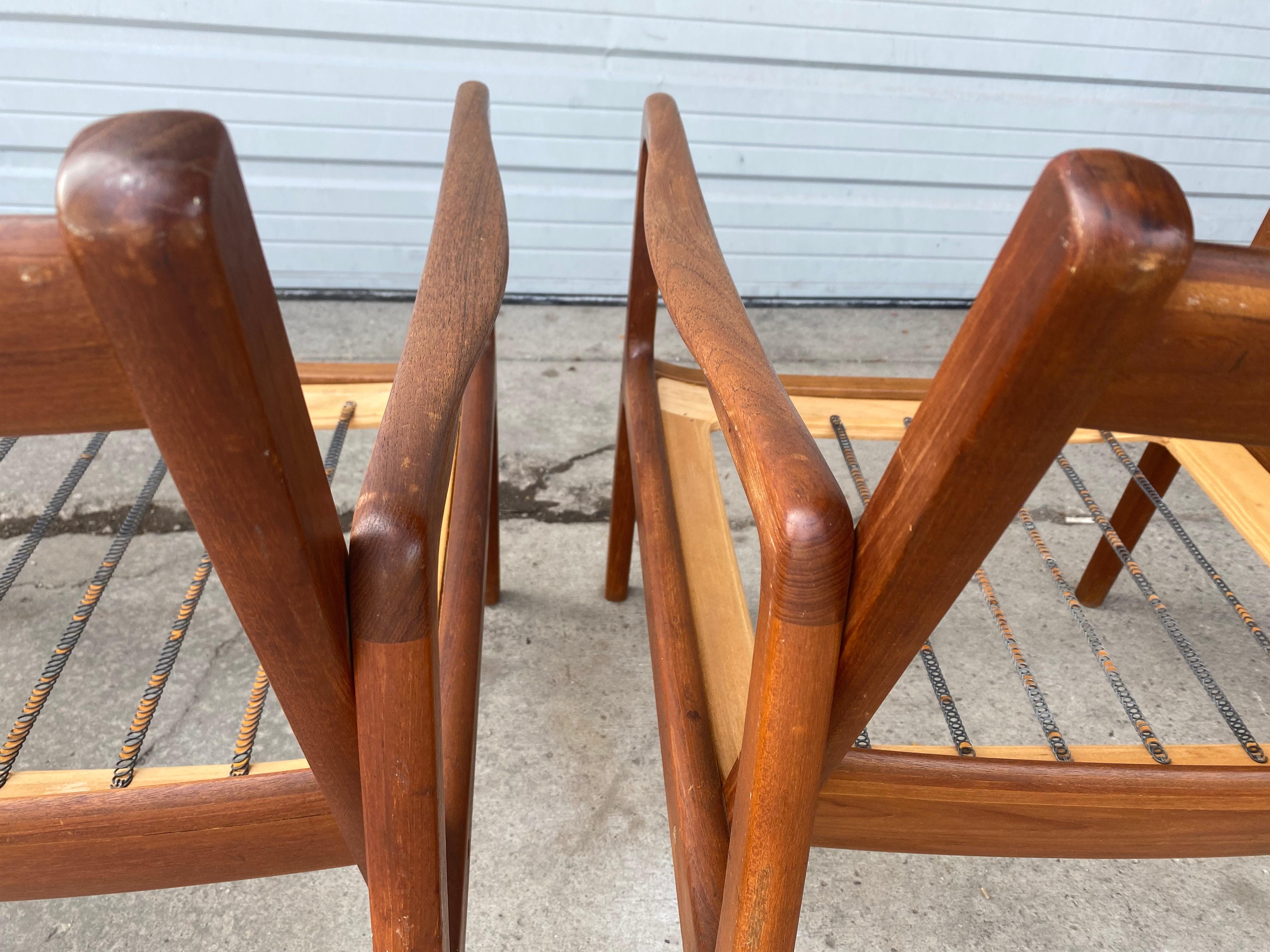 Mid-20th Century Pair Danish Modern Teak Armchairs by Ole Wanscher for France & Son