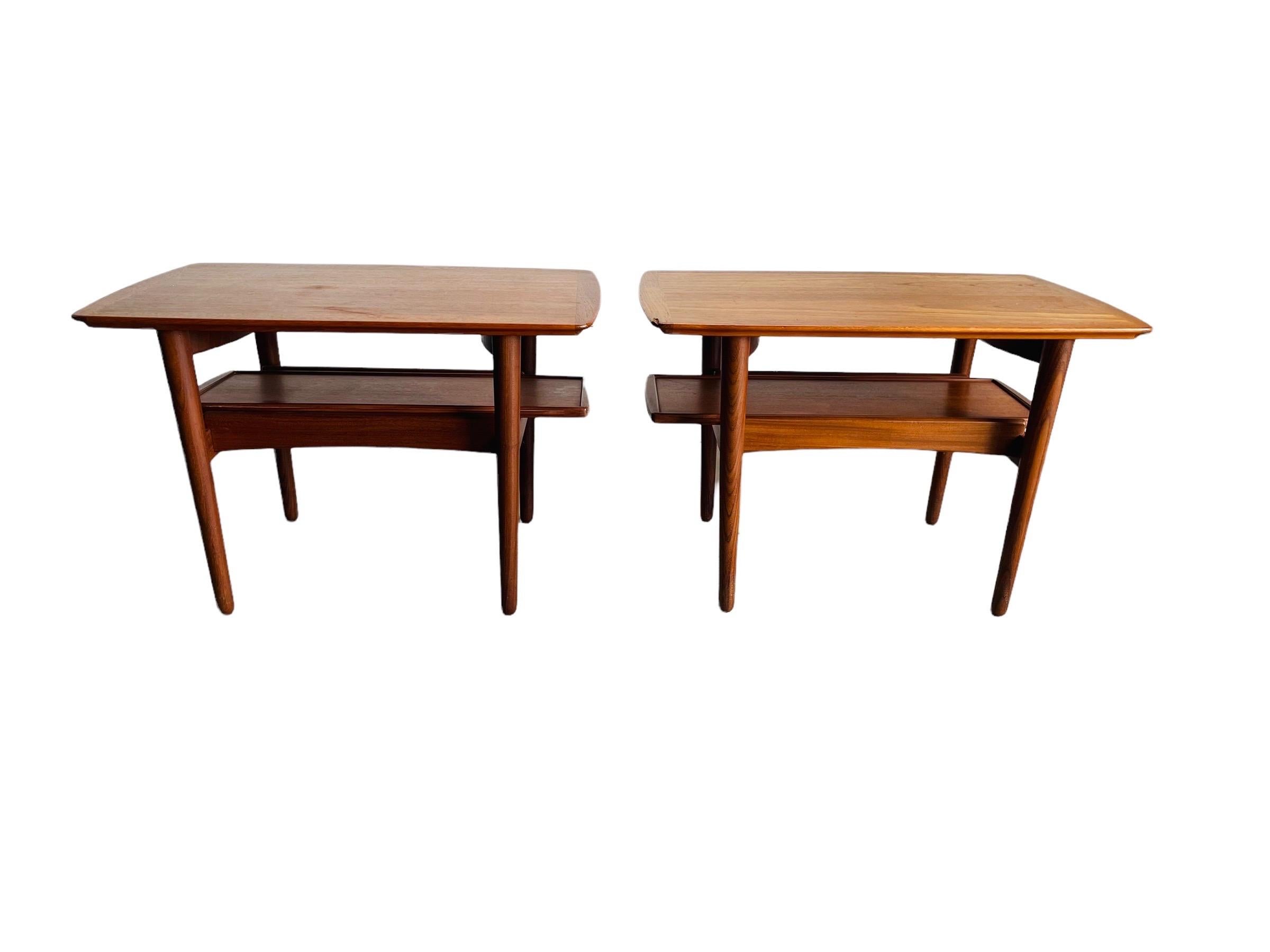 Pair Danish Modern Teak End Tables by Bramin Mobler 8