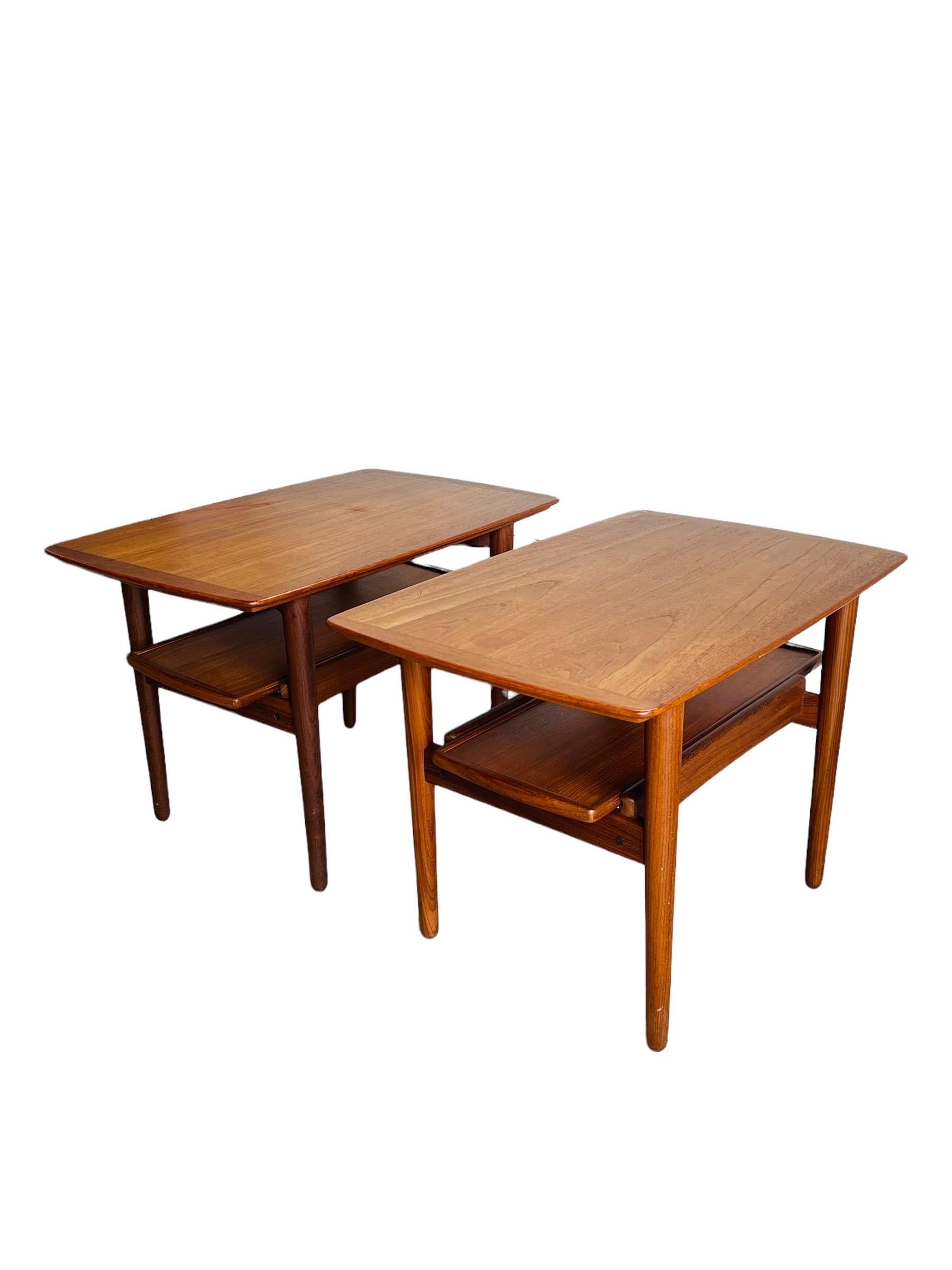 Mid-Century Modern Pair Danish Modern Teak End Tables by Bramin Mobler