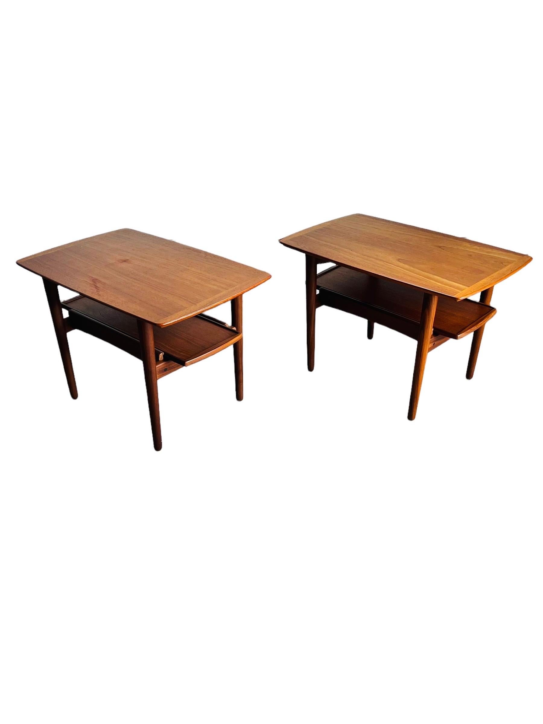 20th Century Pair Danish Modern Teak End Tables by Bramin Mobler