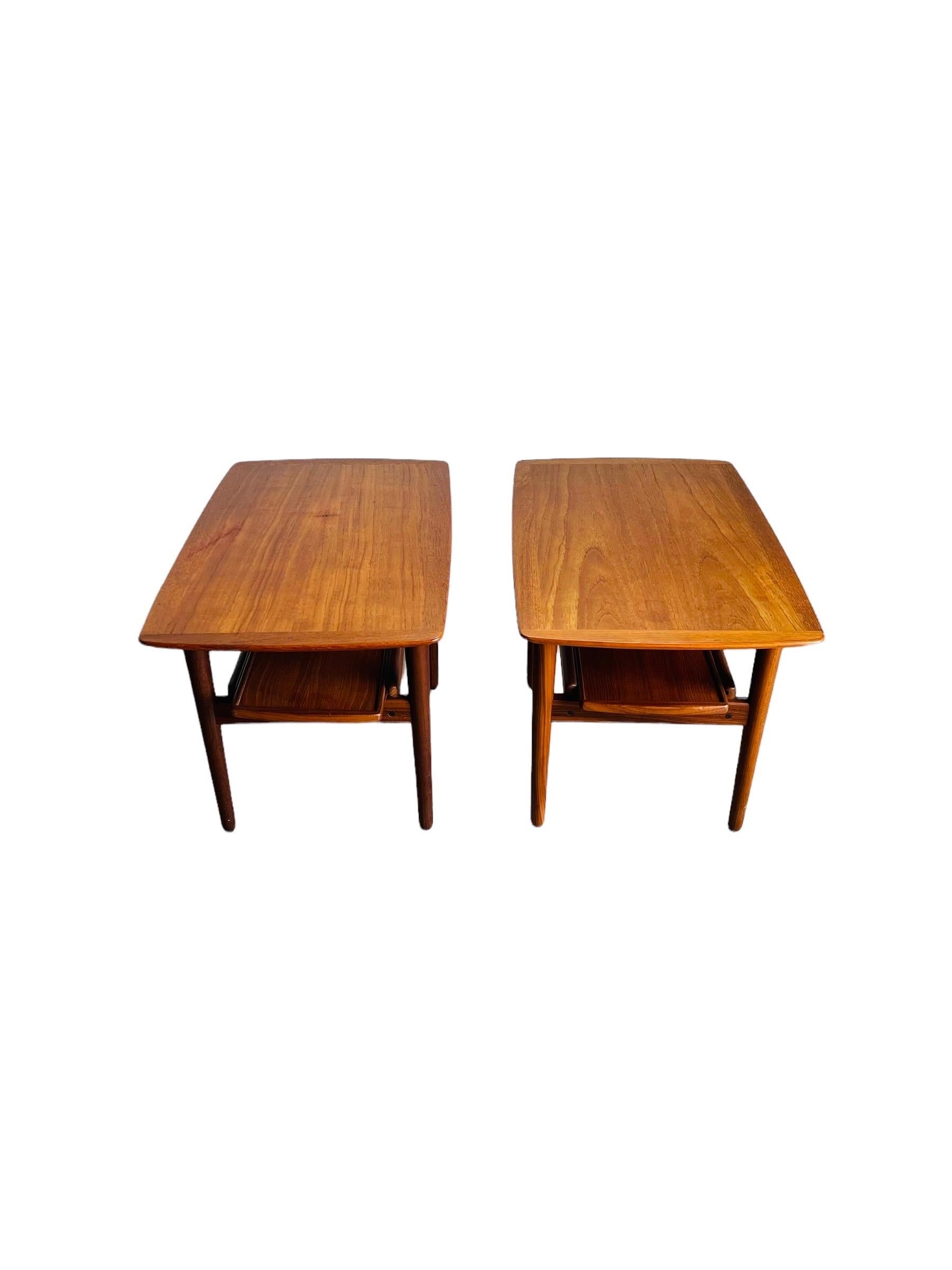Pair Danish Modern Teak End Tables by Bramin Mobler 3