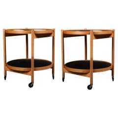 Pair Danish Modern Tray Tables in Oak by Hans Bølling