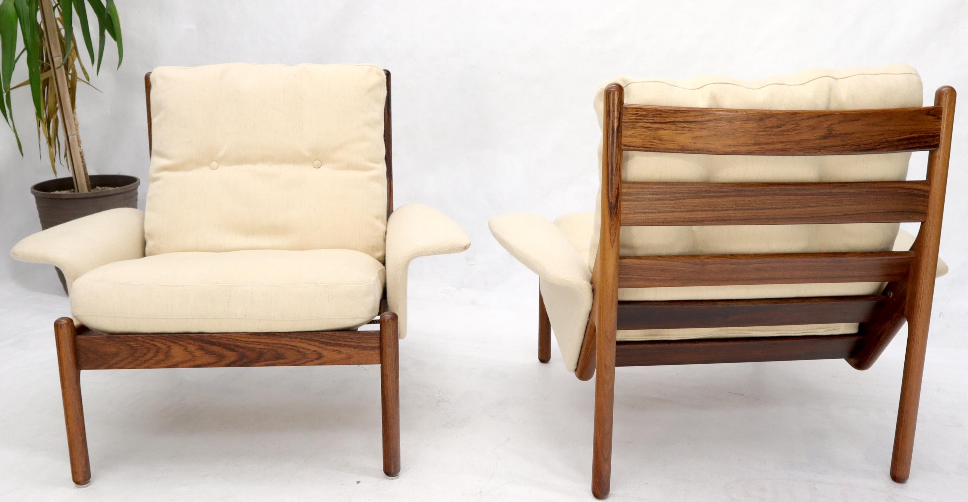 Pair of Danish Modern Virgin Wool Upholstery Rosewood Frames Longe Chairs  In Good Condition For Sale In Rockaway, NJ