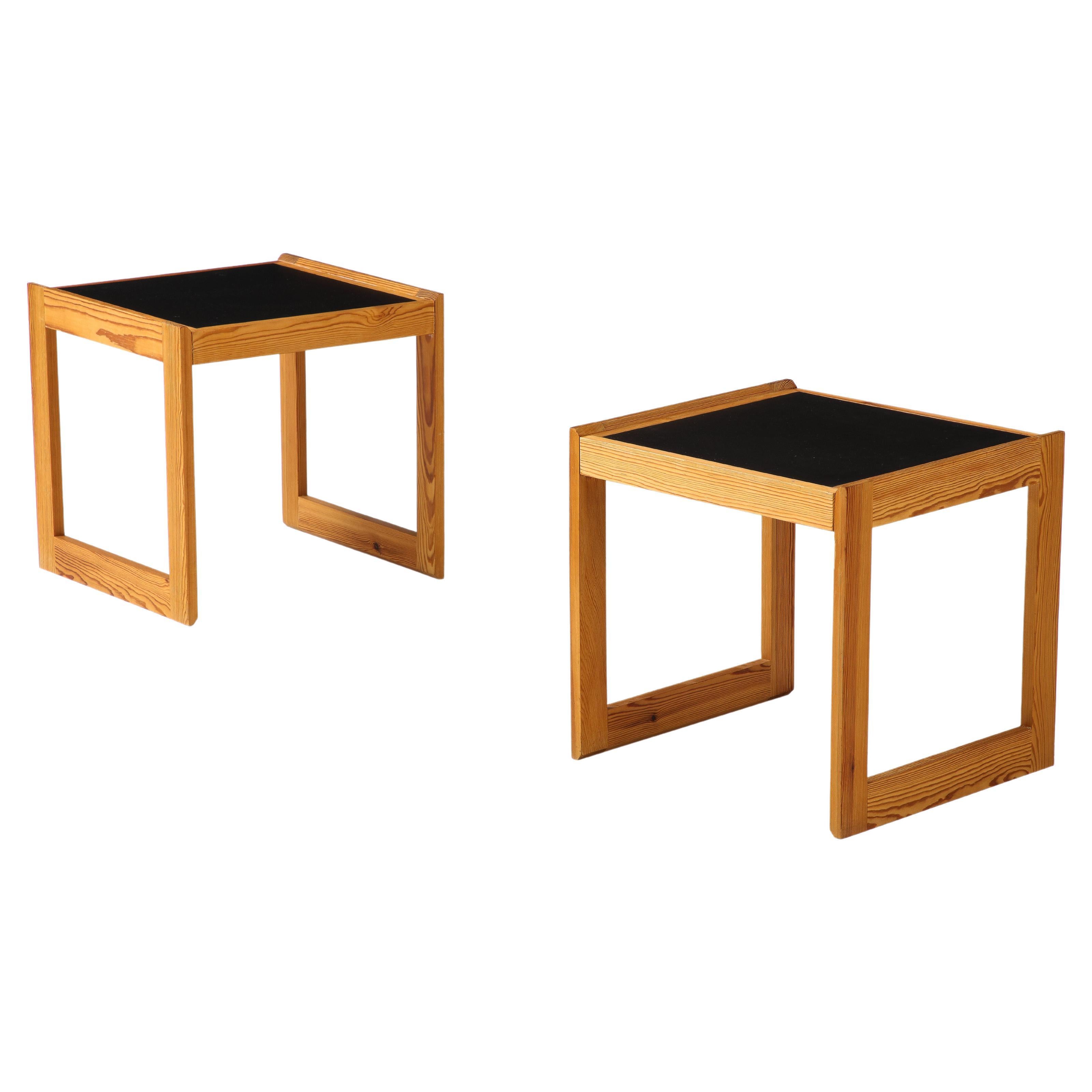 Pair Danish Pine & Laminate Side Tables, circa 1960s For Sale