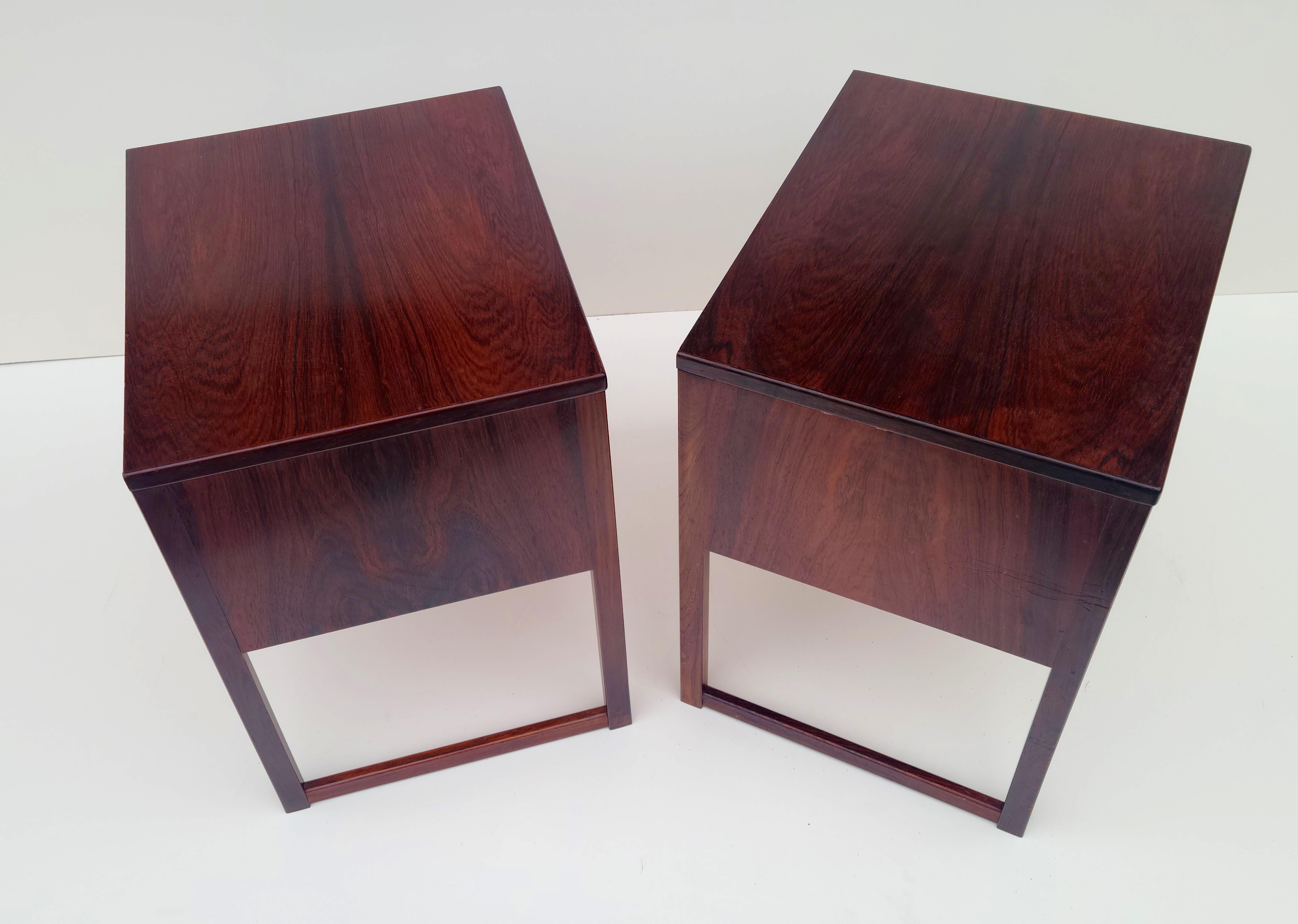 Pair Danish Rosewood Night Stands by Svend Langkilde Mobler Denmark For Sale 7