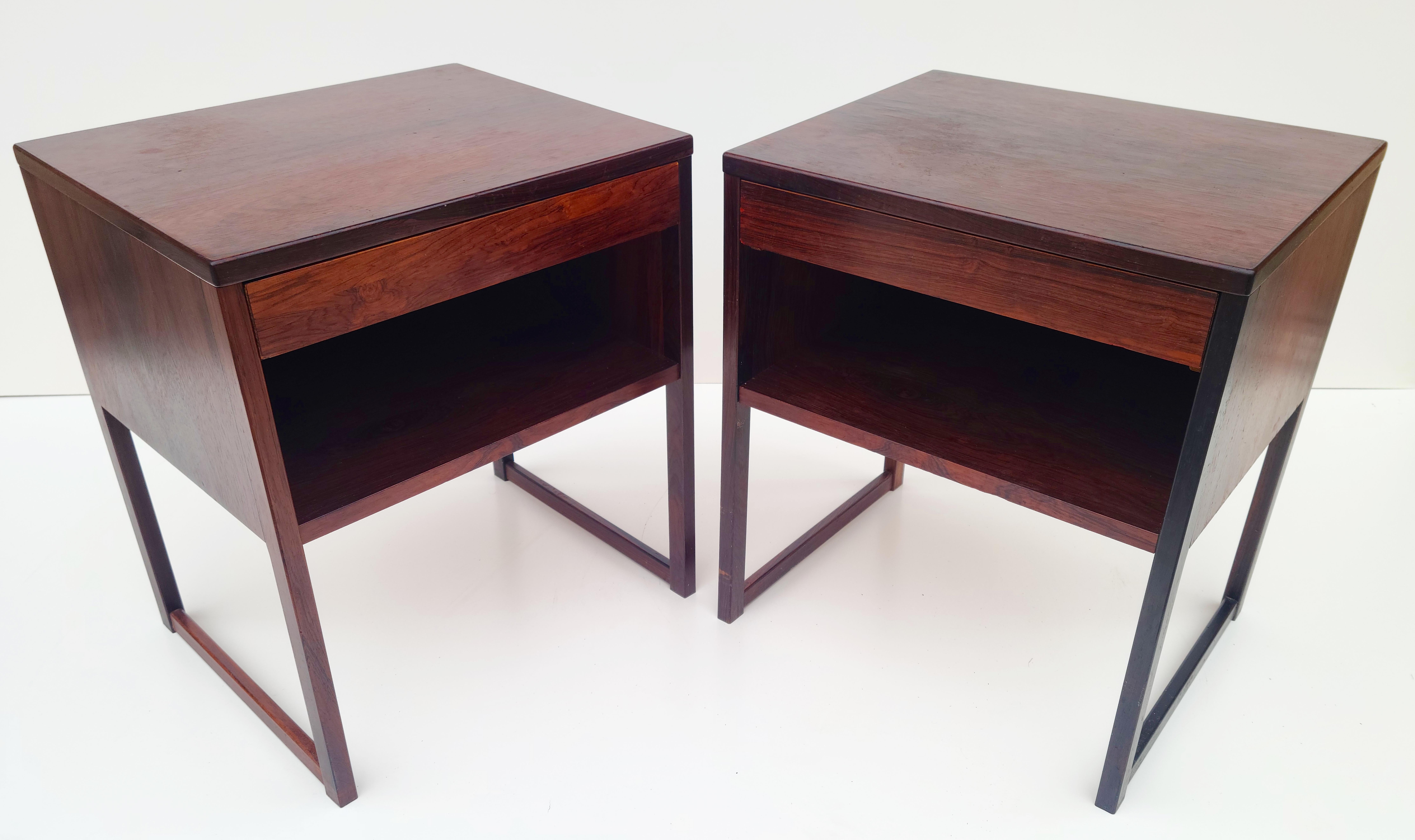 Pair Danish Rosewood Night Stands by Svend Langkilde Mobler Denmark For Sale 8