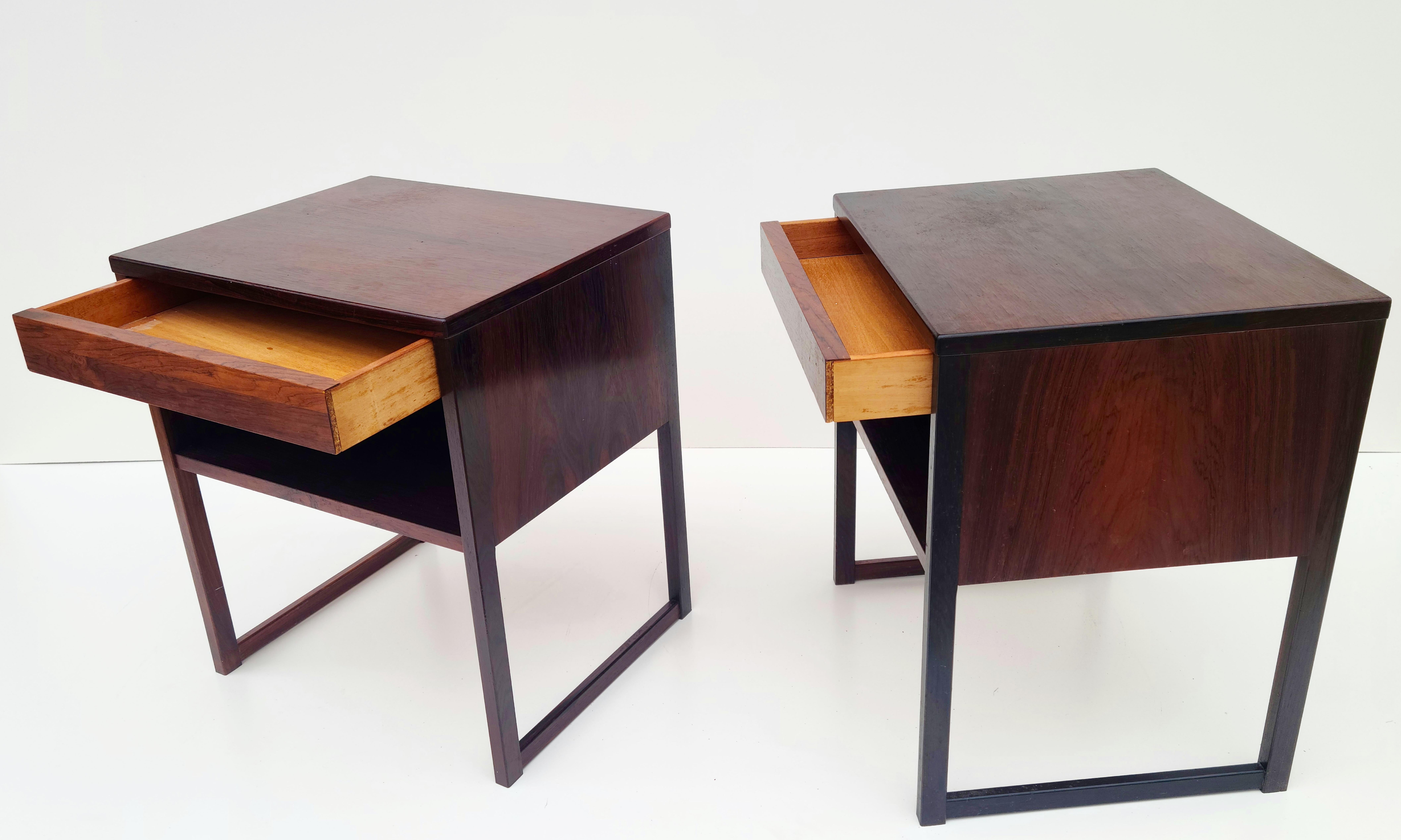 Pair Danish Rosewood Night Stands by Svend Langkilde Mobler Denmark For Sale 13