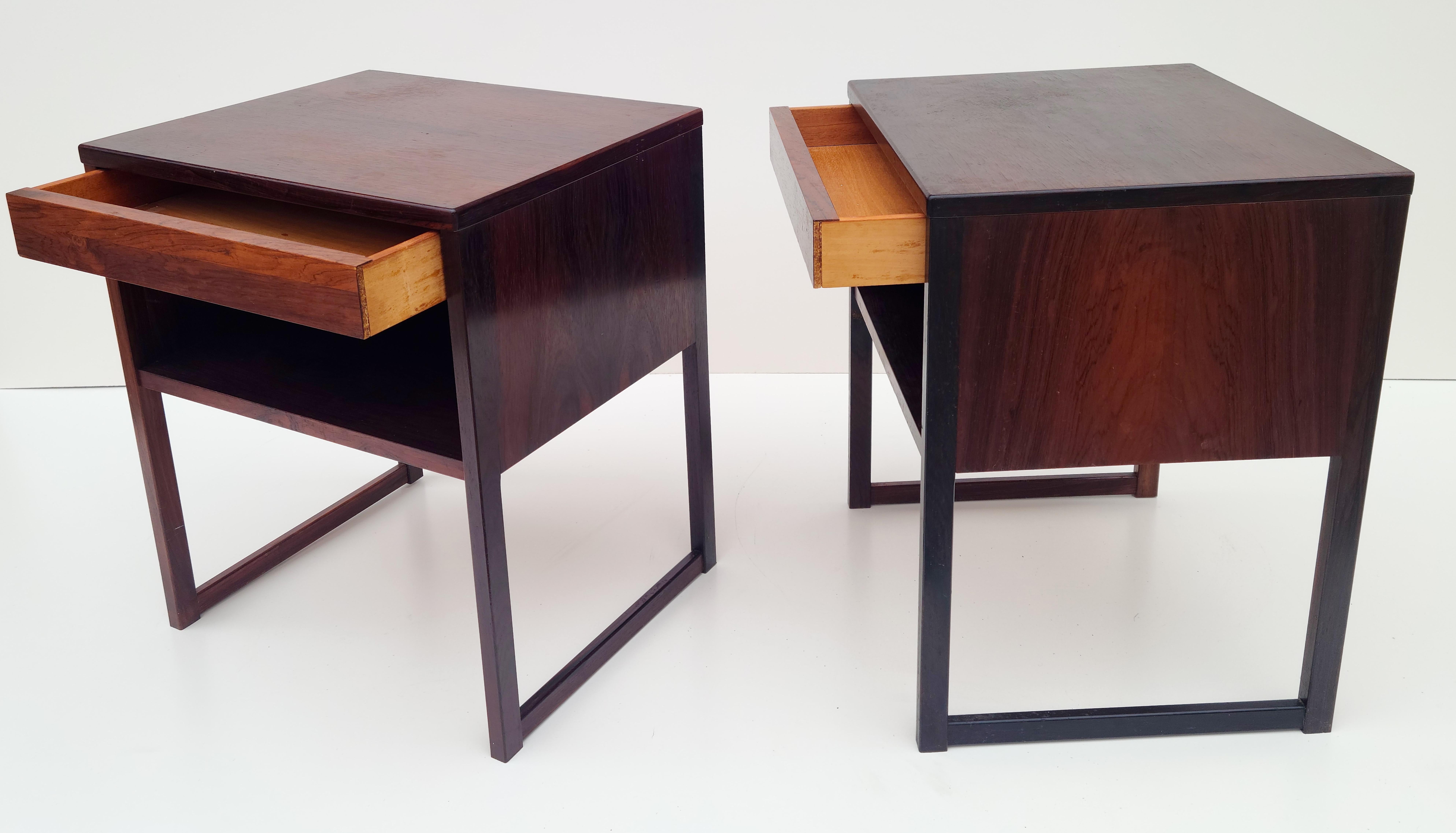 Pair Danish Rosewood Night Stands by Svend Langkilde Mobler Denmark For Sale 14