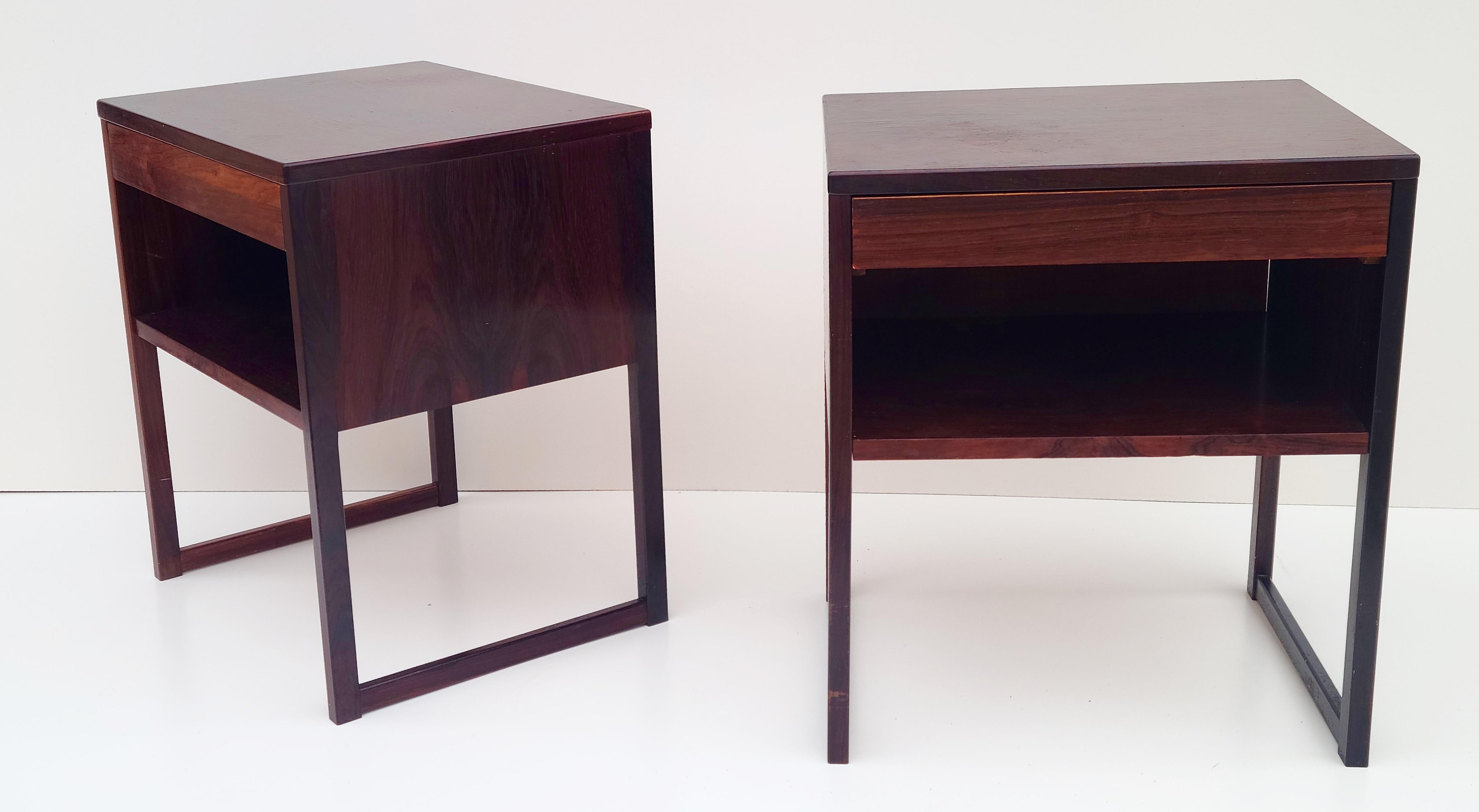 Mid-20th Century Pair Danish Rosewood Night Stands by Svend Langkilde Mobler Denmark For Sale