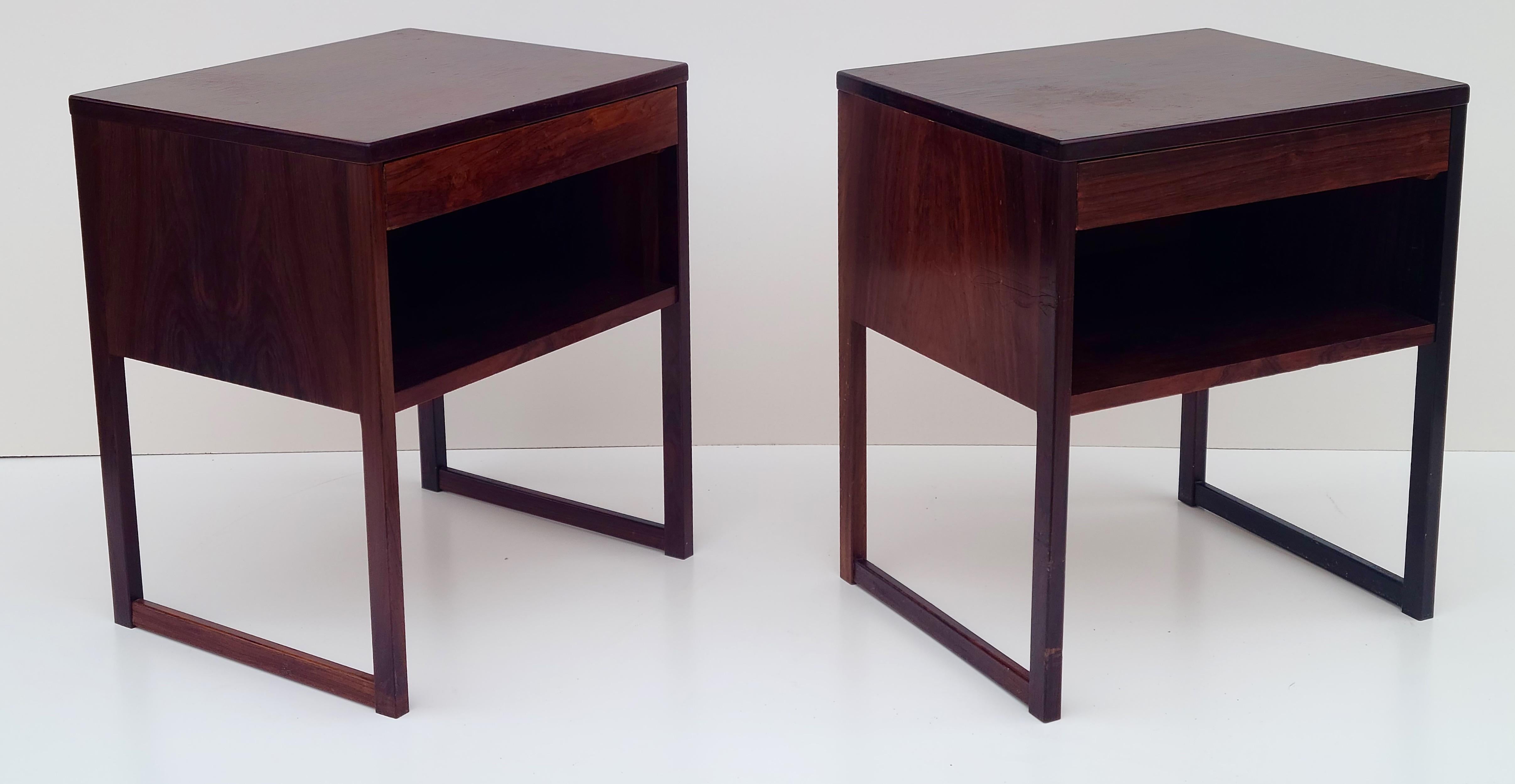 Pair Danish Rosewood Night Stands by Svend Langkilde Mobler Denmark For Sale 1