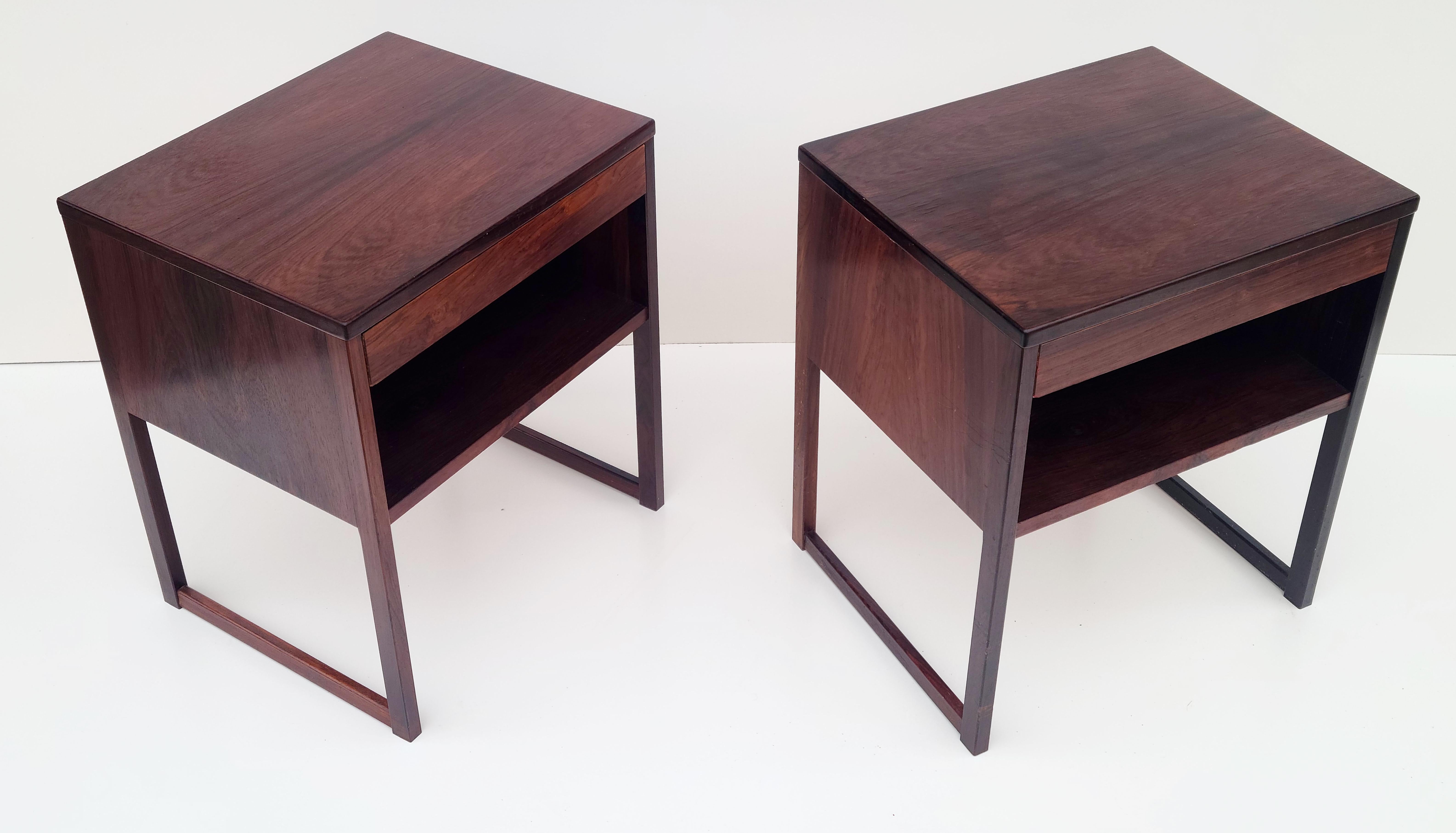 Pair Danish Rosewood Night Stands by Svend Langkilde Mobler Denmark For Sale 2
