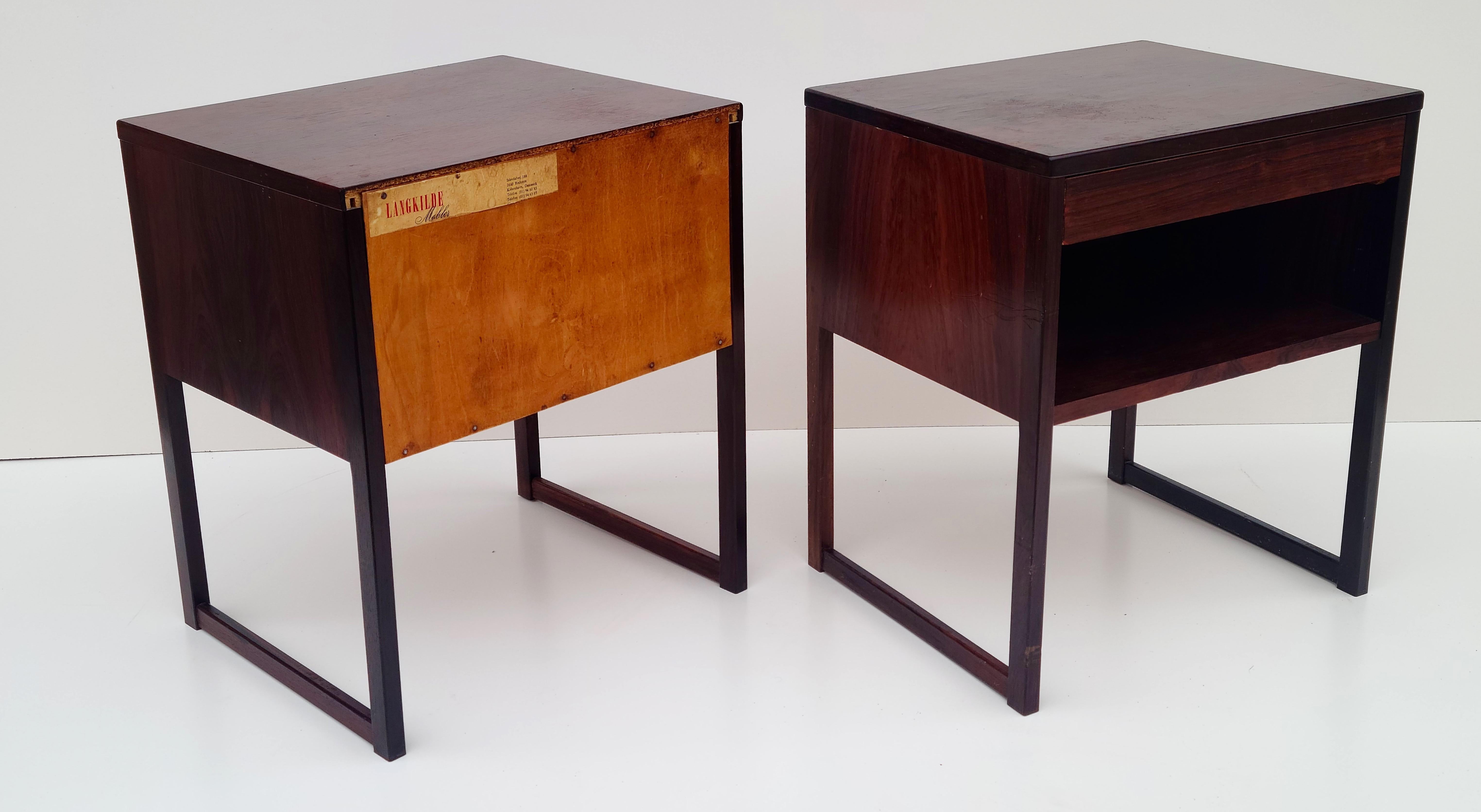 Pair Danish Rosewood Night Stands by Svend Langkilde Mobler Denmark For Sale 3