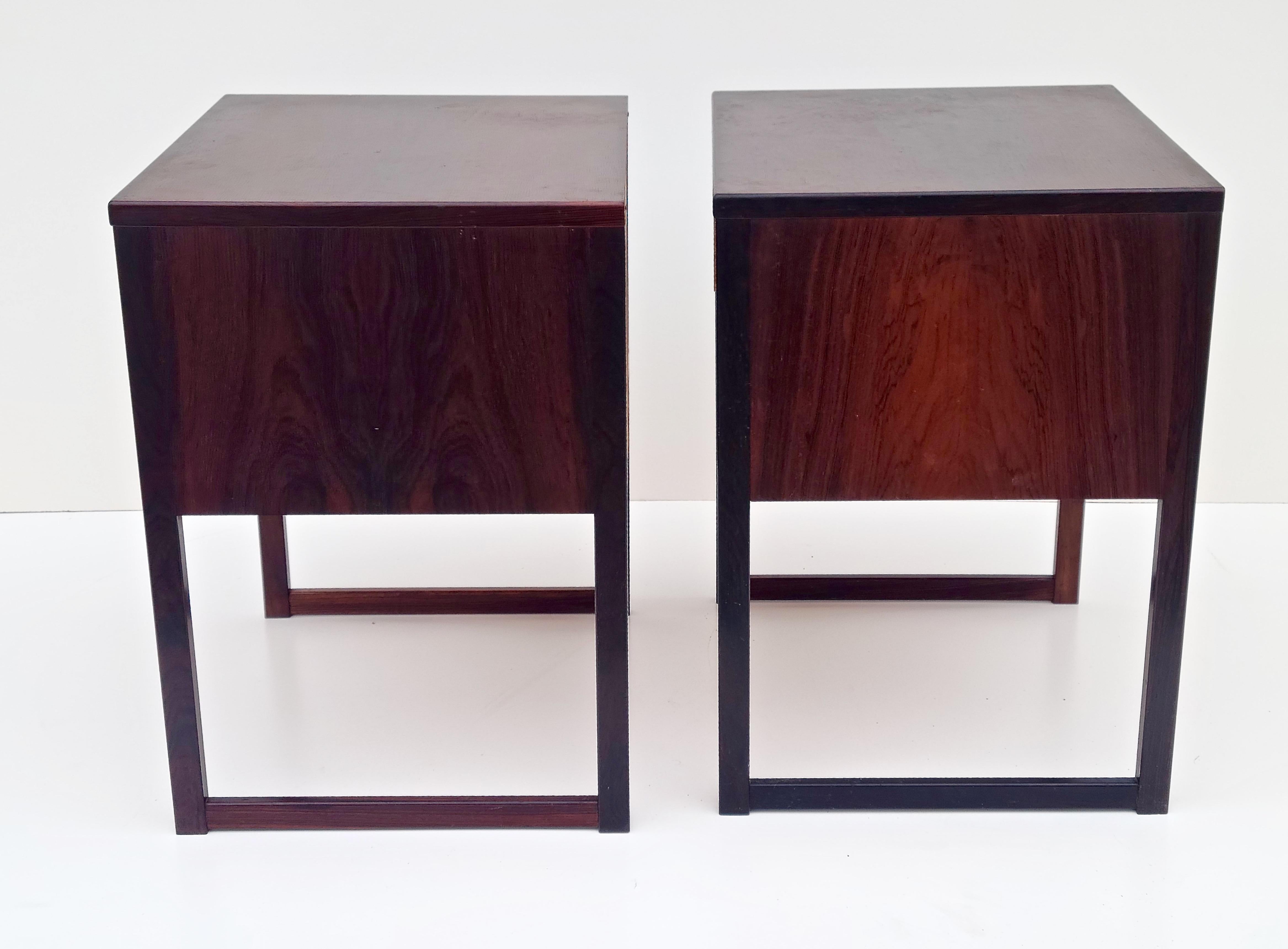 Pair Danish Rosewood Night Stands by Svend Langkilde Mobler Denmark For Sale 4