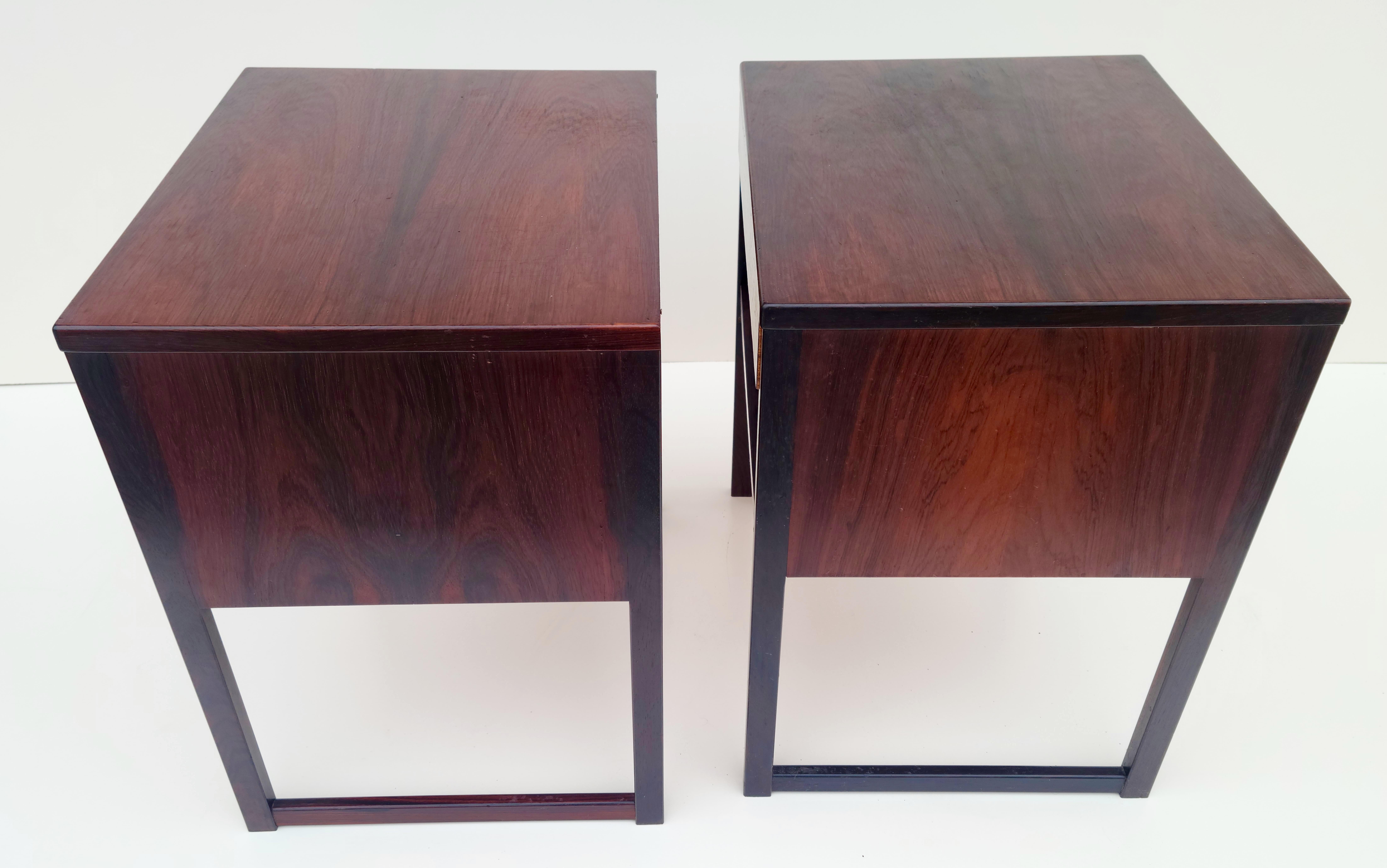 Pair Danish Rosewood Night Stands by Svend Langkilde Mobler Denmark For Sale 5