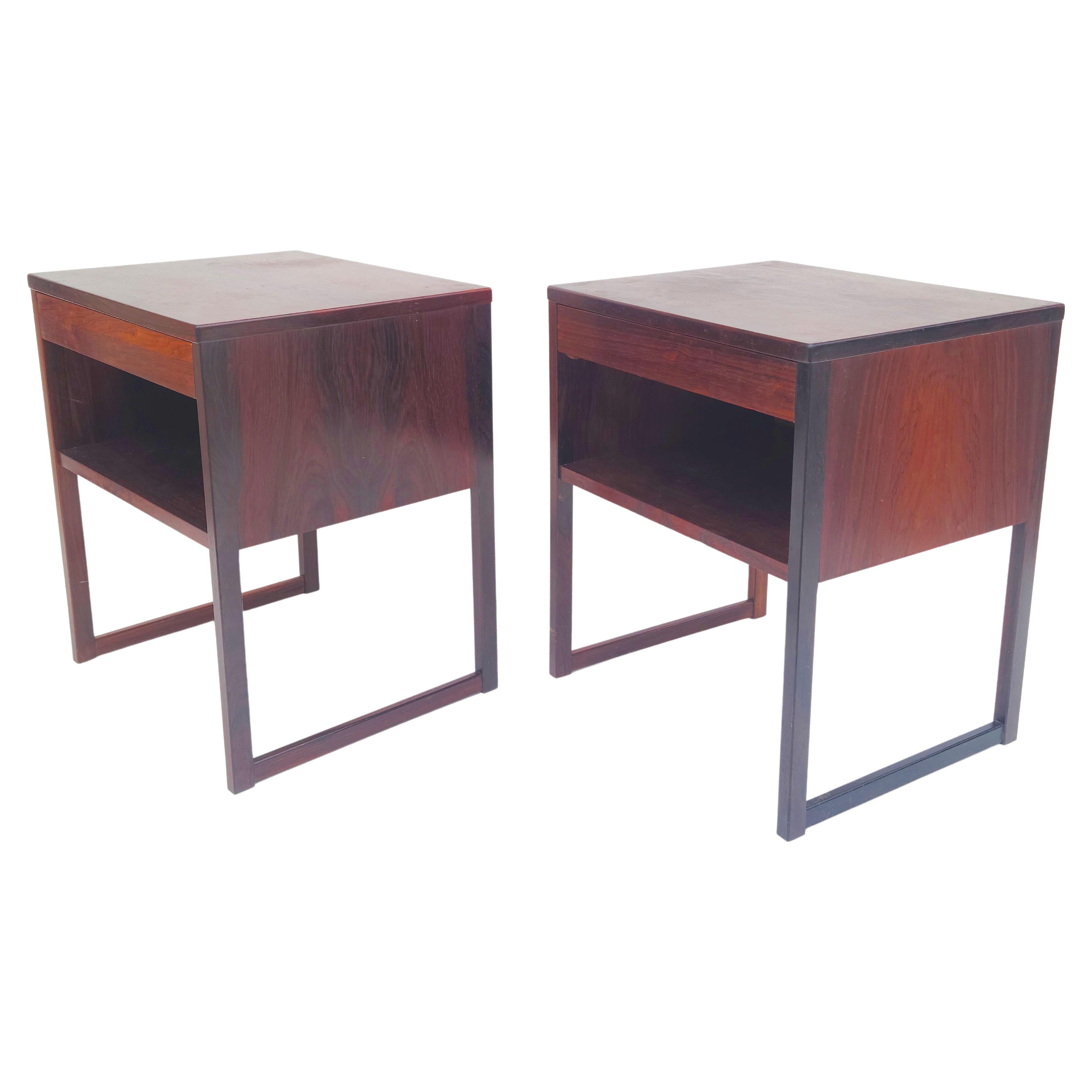 Pair Danish Rosewood Night Stands by Svend Langkilde Mobler Denmark For Sale