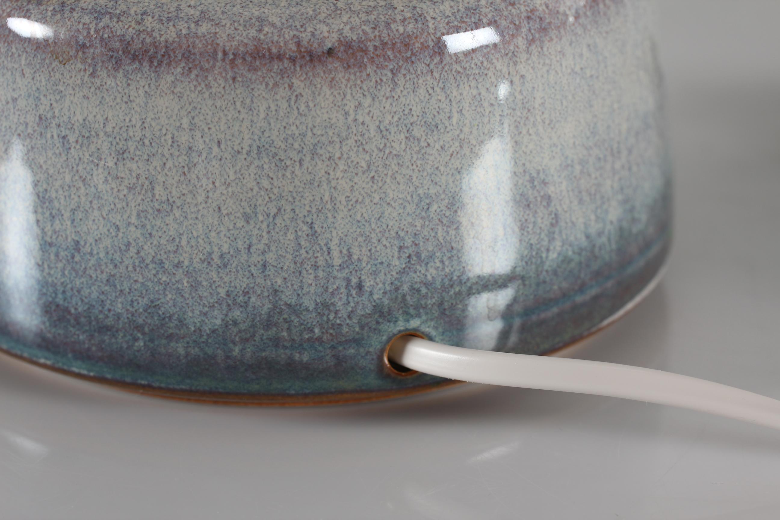 Pair Danish Søholm Ceramic Table Lamp Brown Blue Purple by Einar Johansen 1960s 5