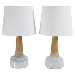 Paar dänische Søholm Keramik Tischlampen hell glasiert von Einar Johansen 1960s
