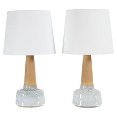 Paar dänische Søholm Keramik Tischlampen hell glasiert von Einar Johansen 1960s