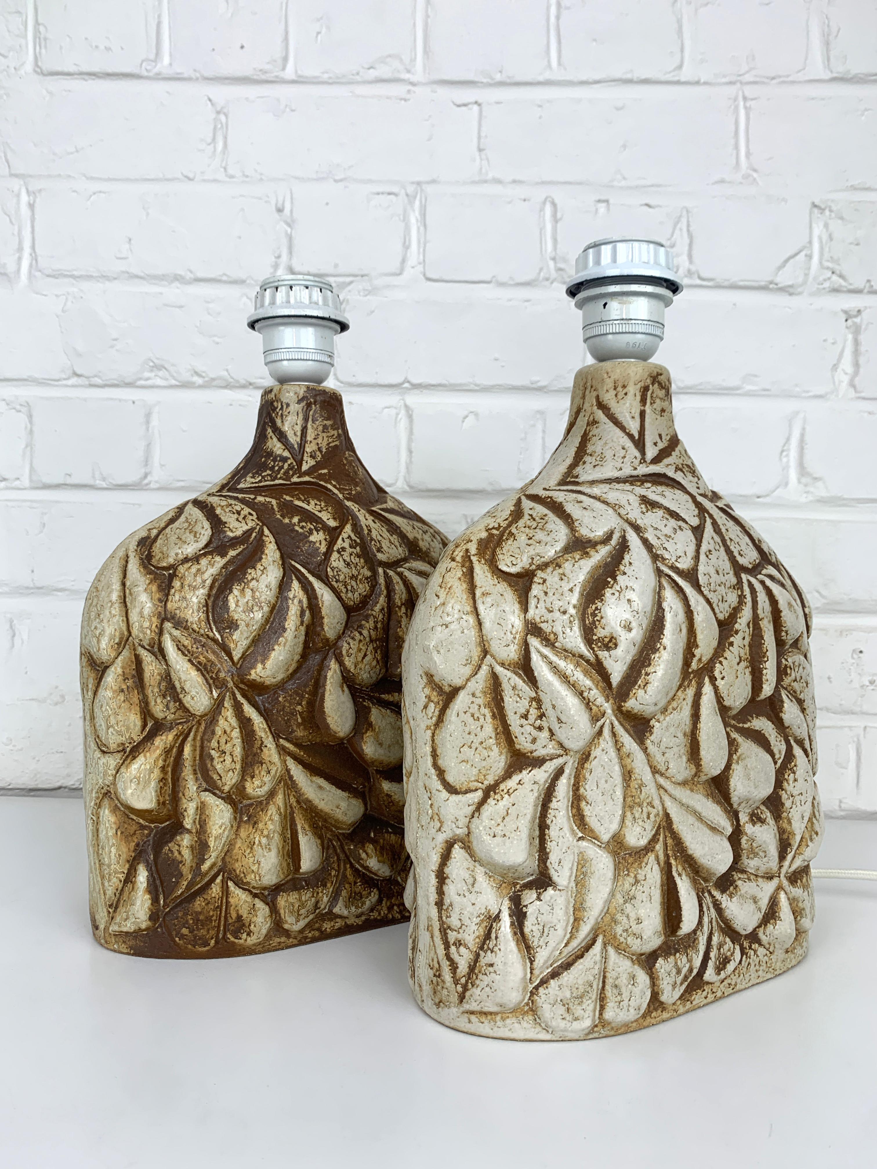 Pair Danish Søholm Stentøj ceramic table lamps stoneware Haico Nitzsche For Sale 3