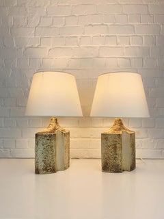 Paar dänische Søholm Stentøj Keramik Tischlampen Steingut Haico Nitzsche