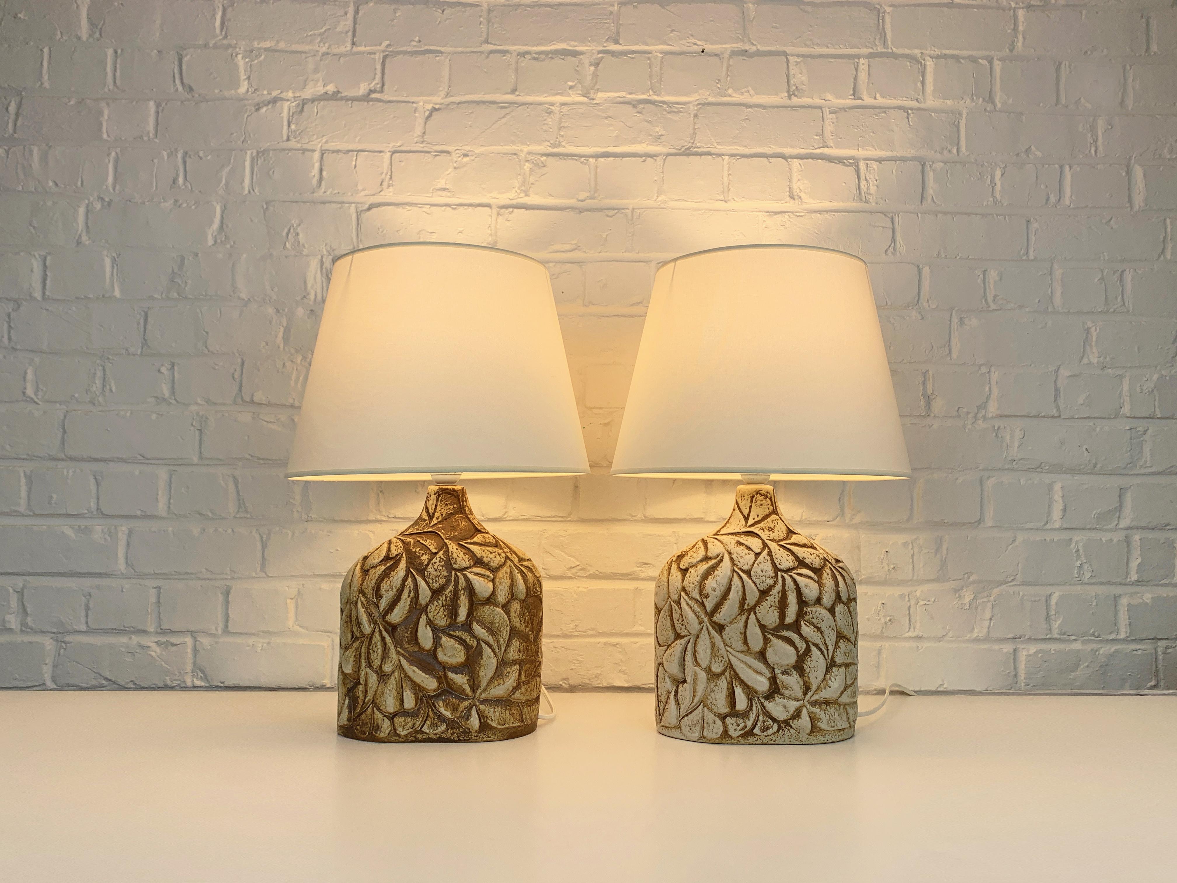 Scandinavian Modern Pair Danish Søholm Stentøj ceramic table lamps stoneware Haico Nitzsche For Sale